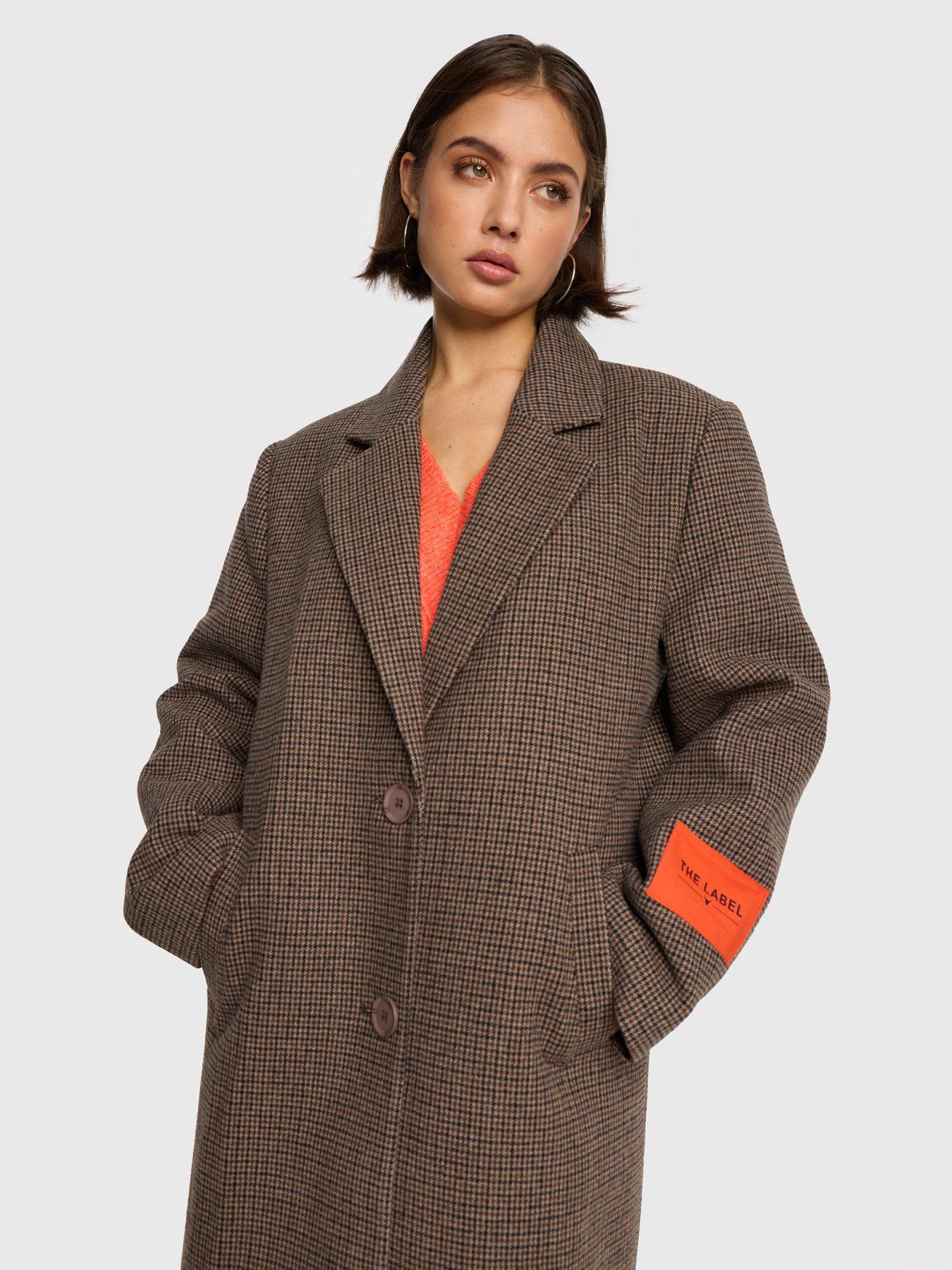 Image 3 of 6 of Alix the Label Checked Coat - Brown