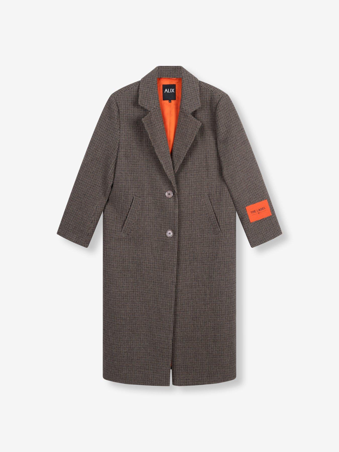 Image 6 of 6 of Alix the Label Checked Coat - Brown