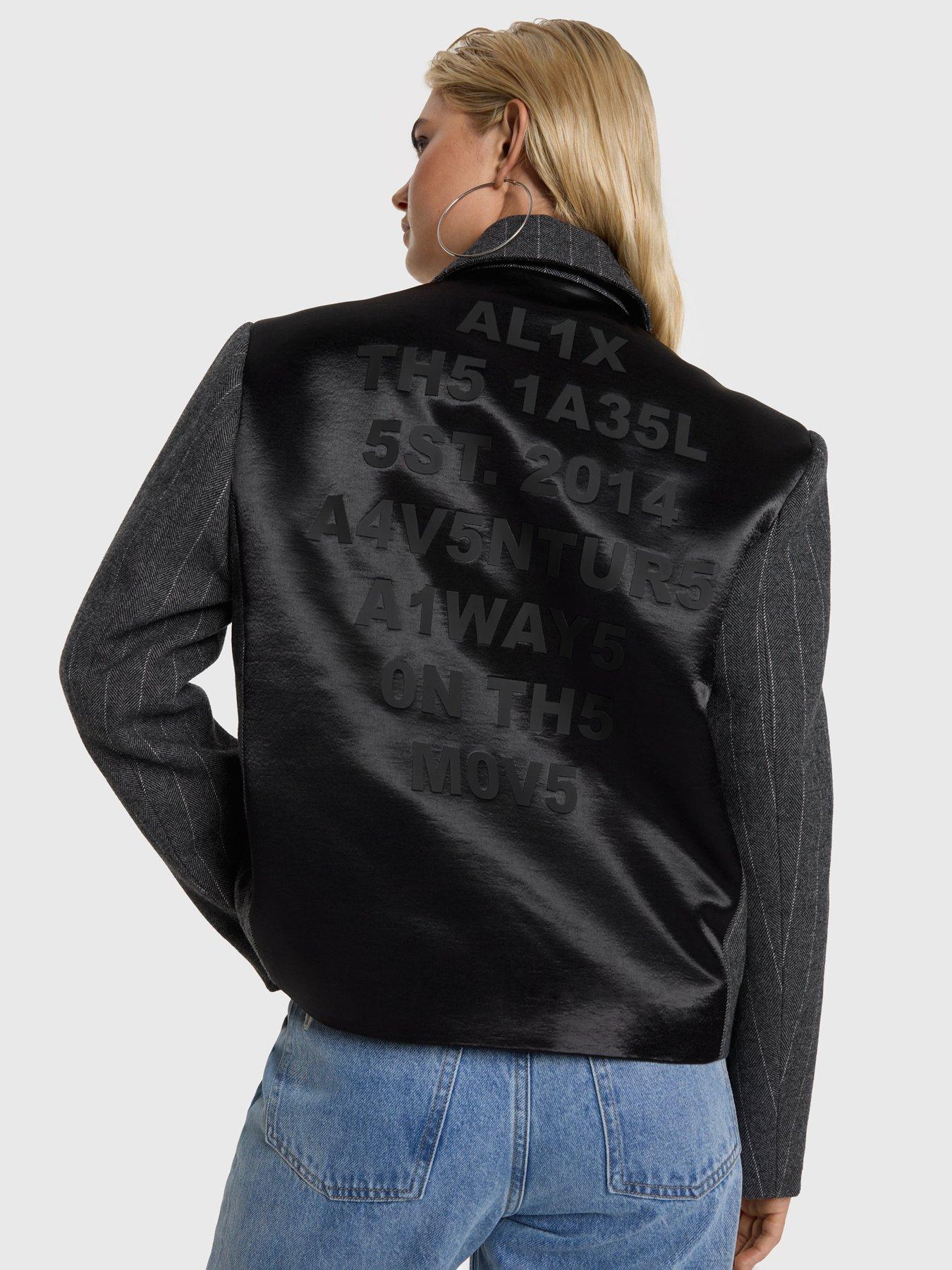 stillFront image of alix-the-label-striped-cropped-jacket-grey