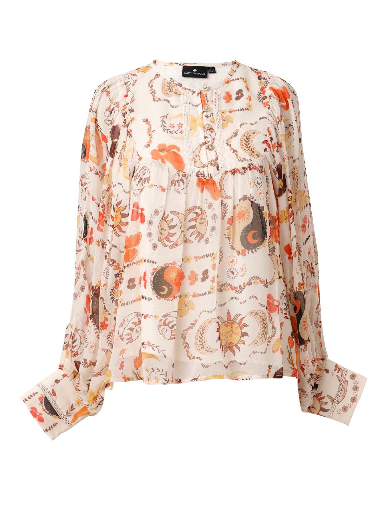 Image 4 of 5 of Emily Lovelock Metallic Print Blouse