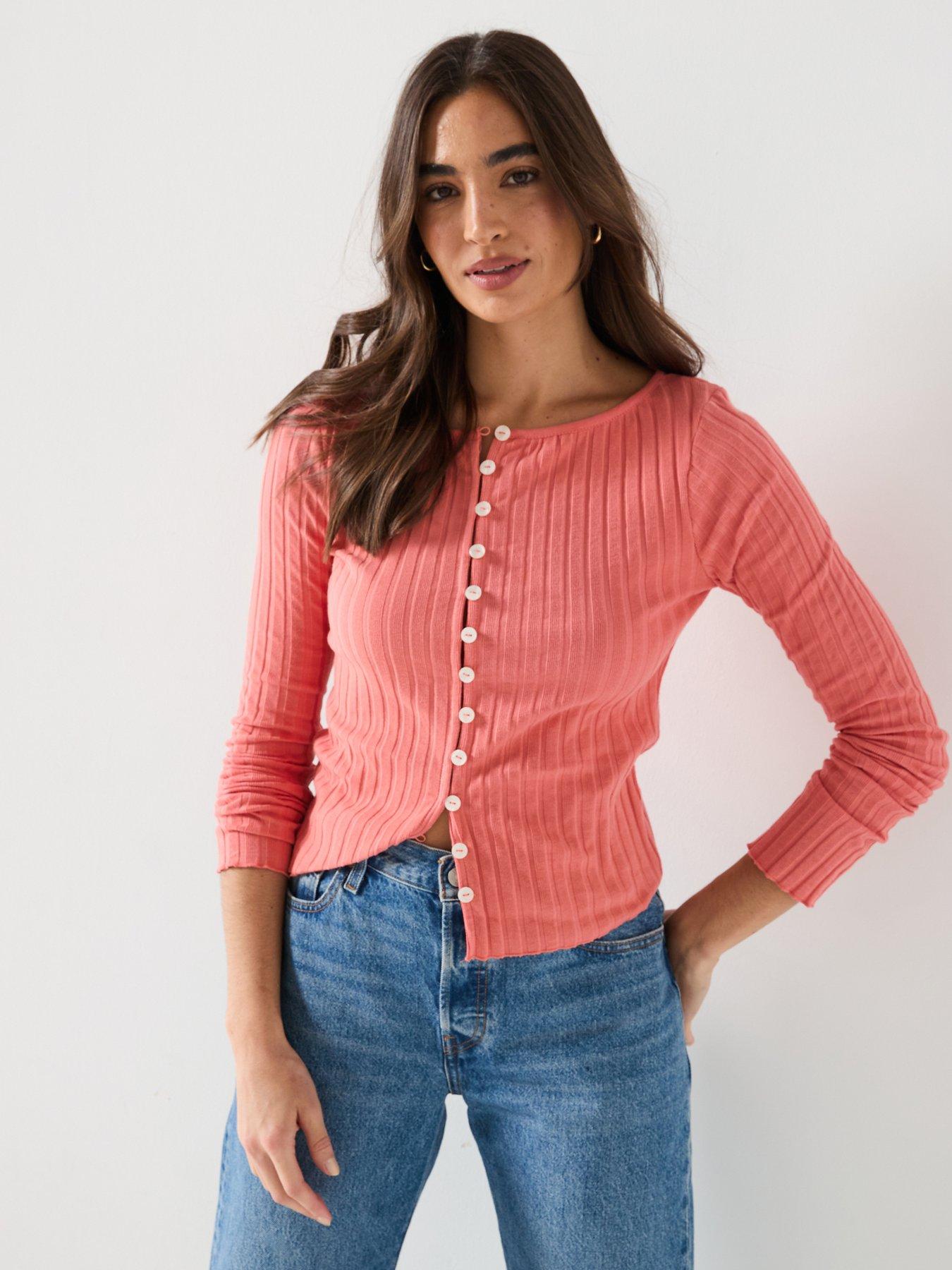 FREE PEOPLE Tilly Long Sleeve Knitted Top - Pink