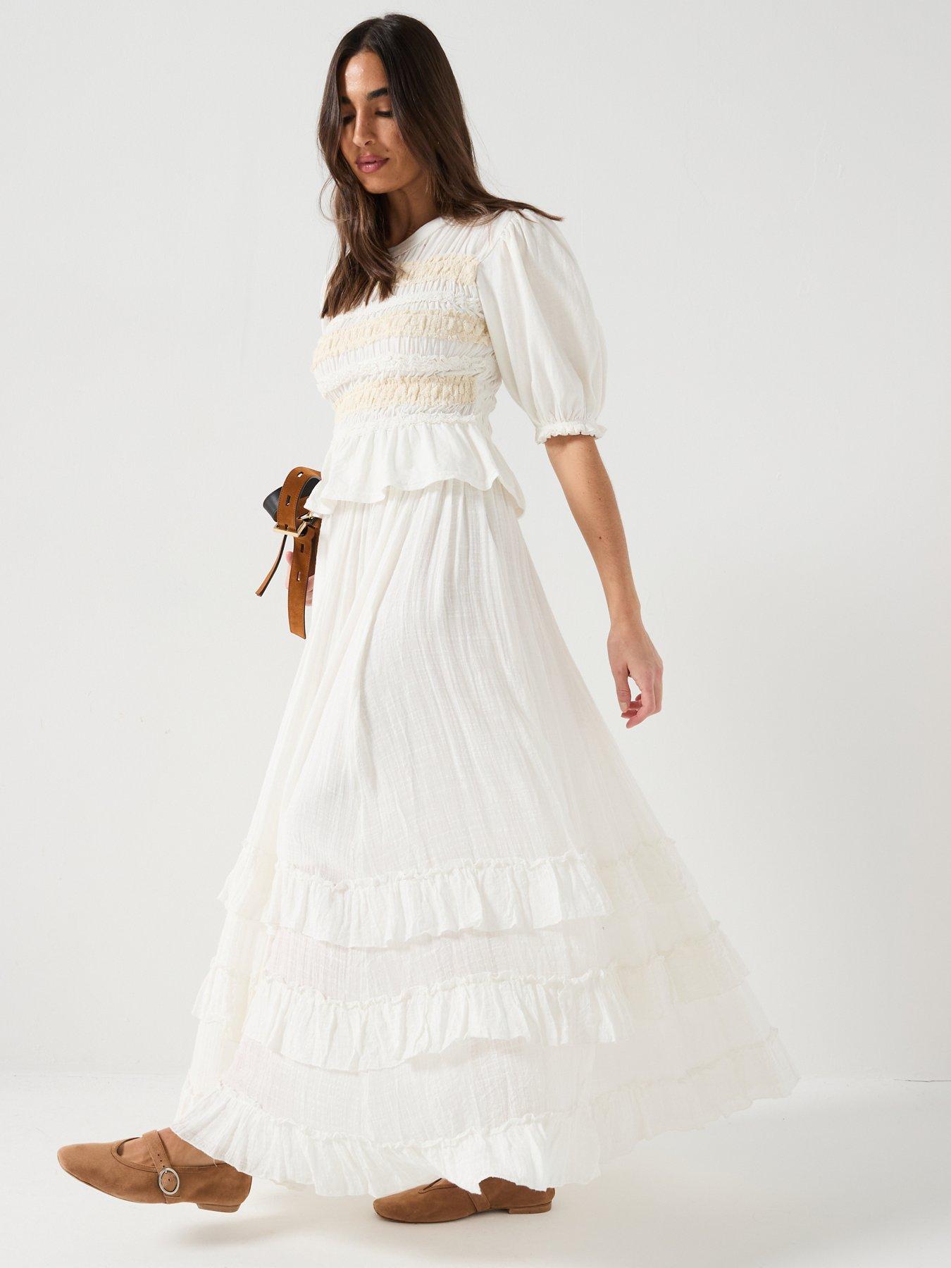Image 3 of 6 of FREE PEOPLE Brynn Maxi Skirt - White