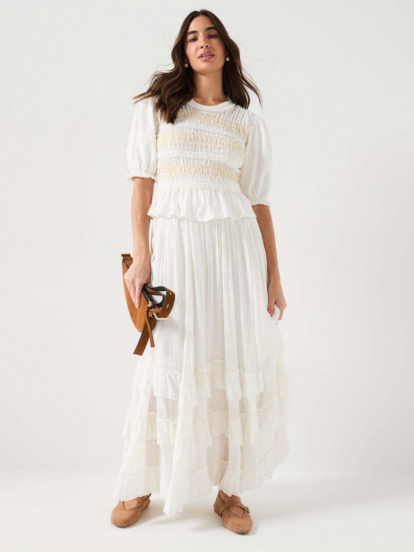 Image 6 of 6 of FREE PEOPLE Brynn Maxi Skirt - White