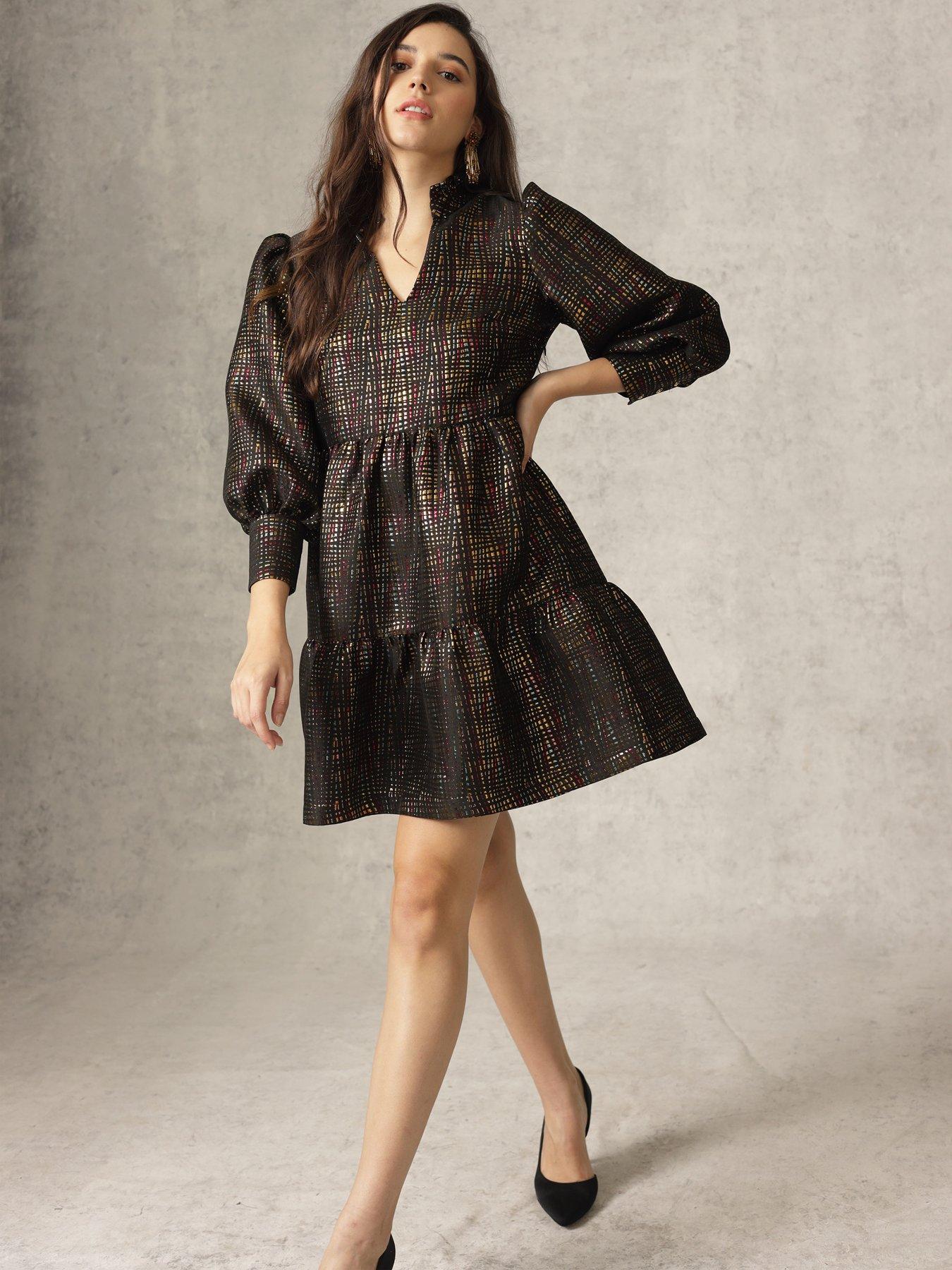 undefined Jaquard Metallic Dress