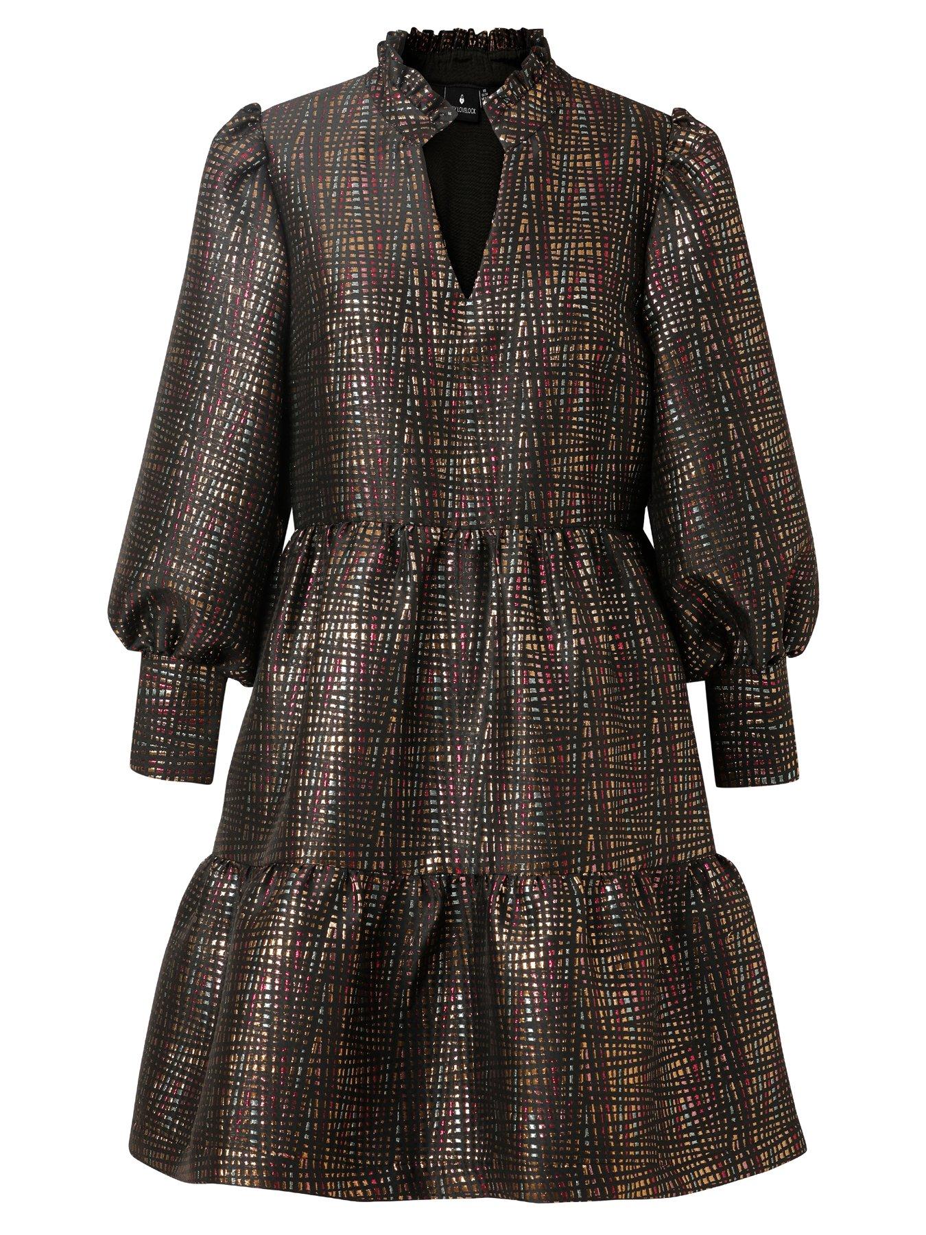 Image 4 of 5 of Emily Lovelock Jaquard Metallic Dress