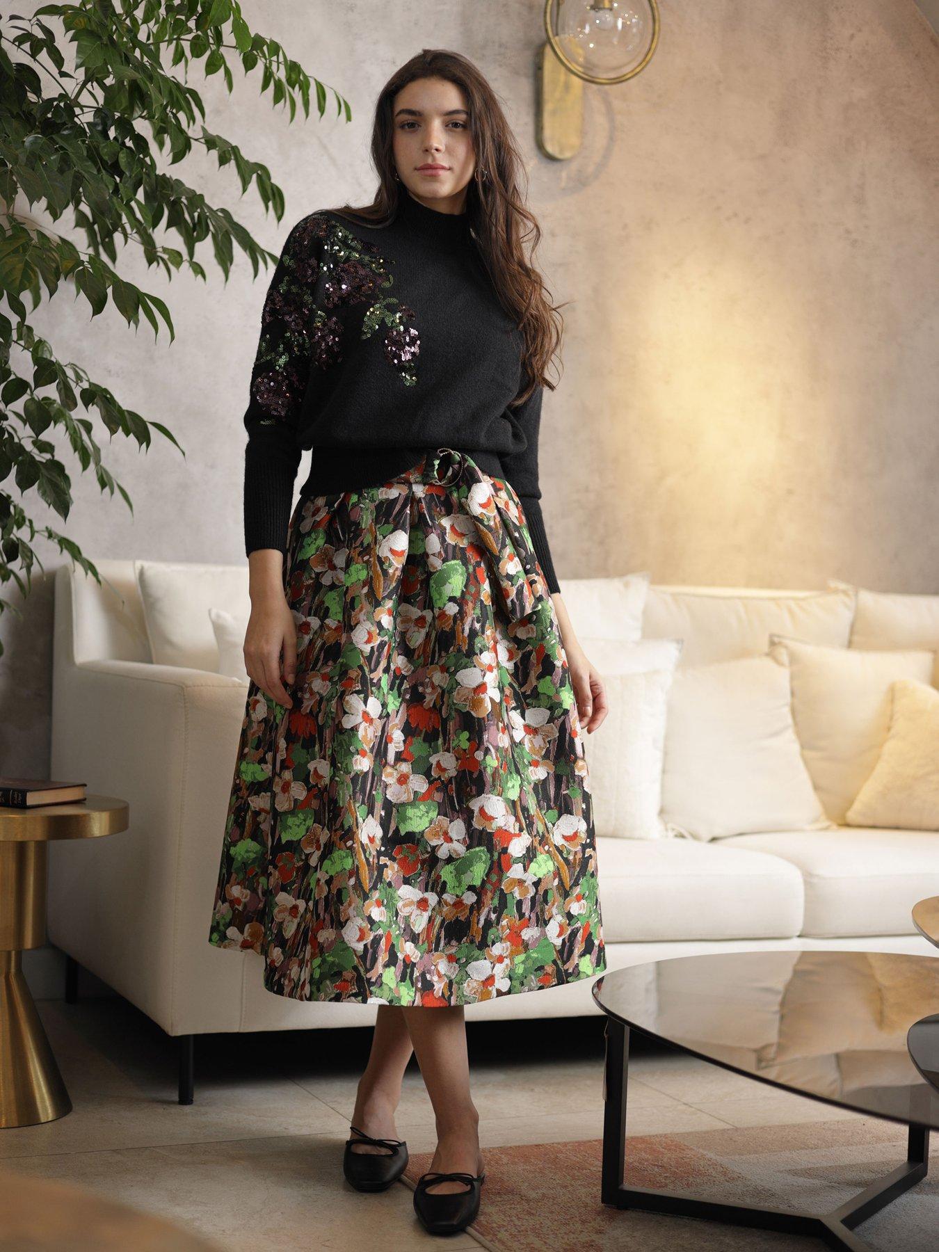Emily Lovelock Jaquard Metallic Full Skirt