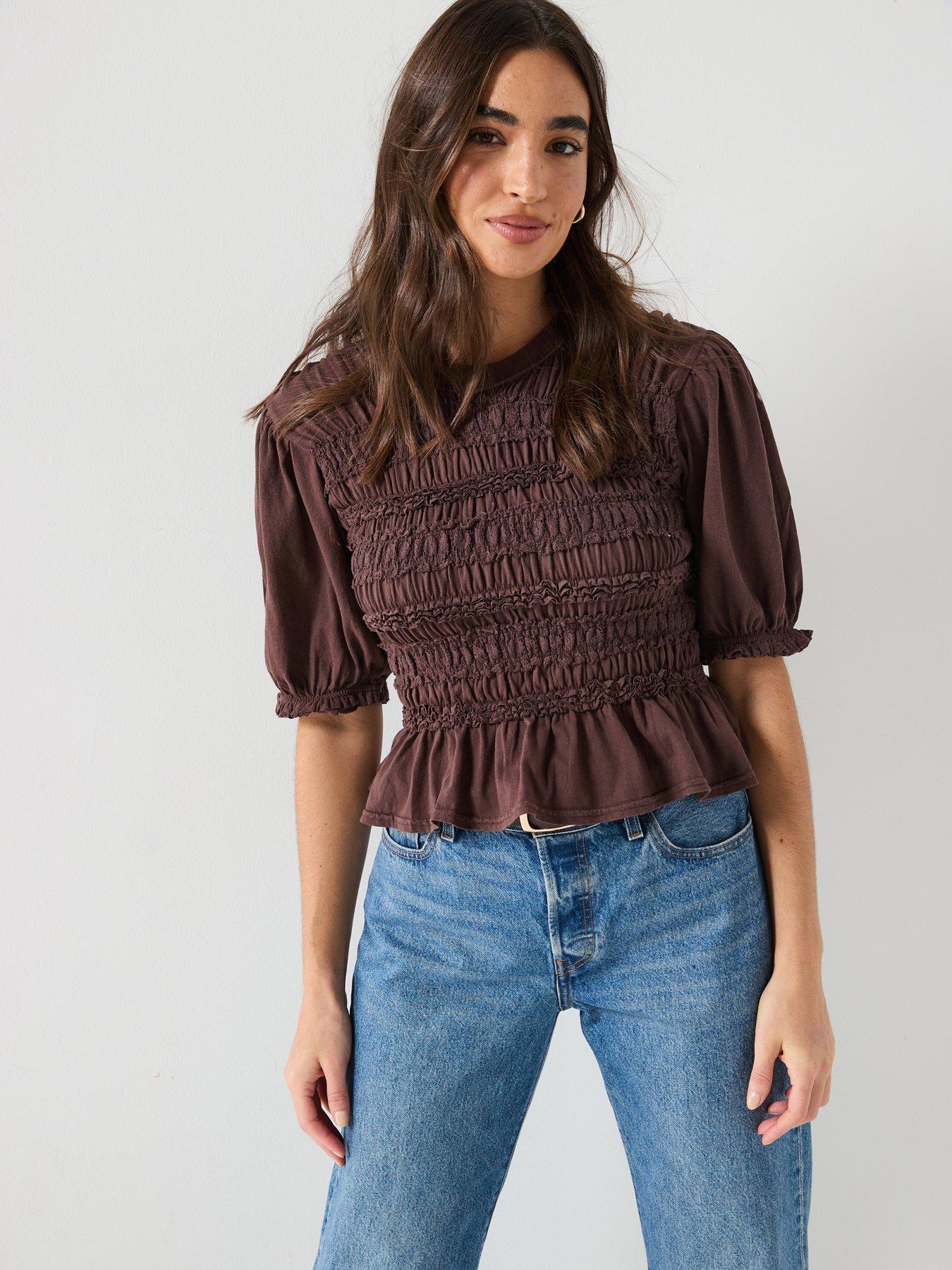 Image 1 of 6 of FREE PEOPLE Maxey Knit Top - Brown