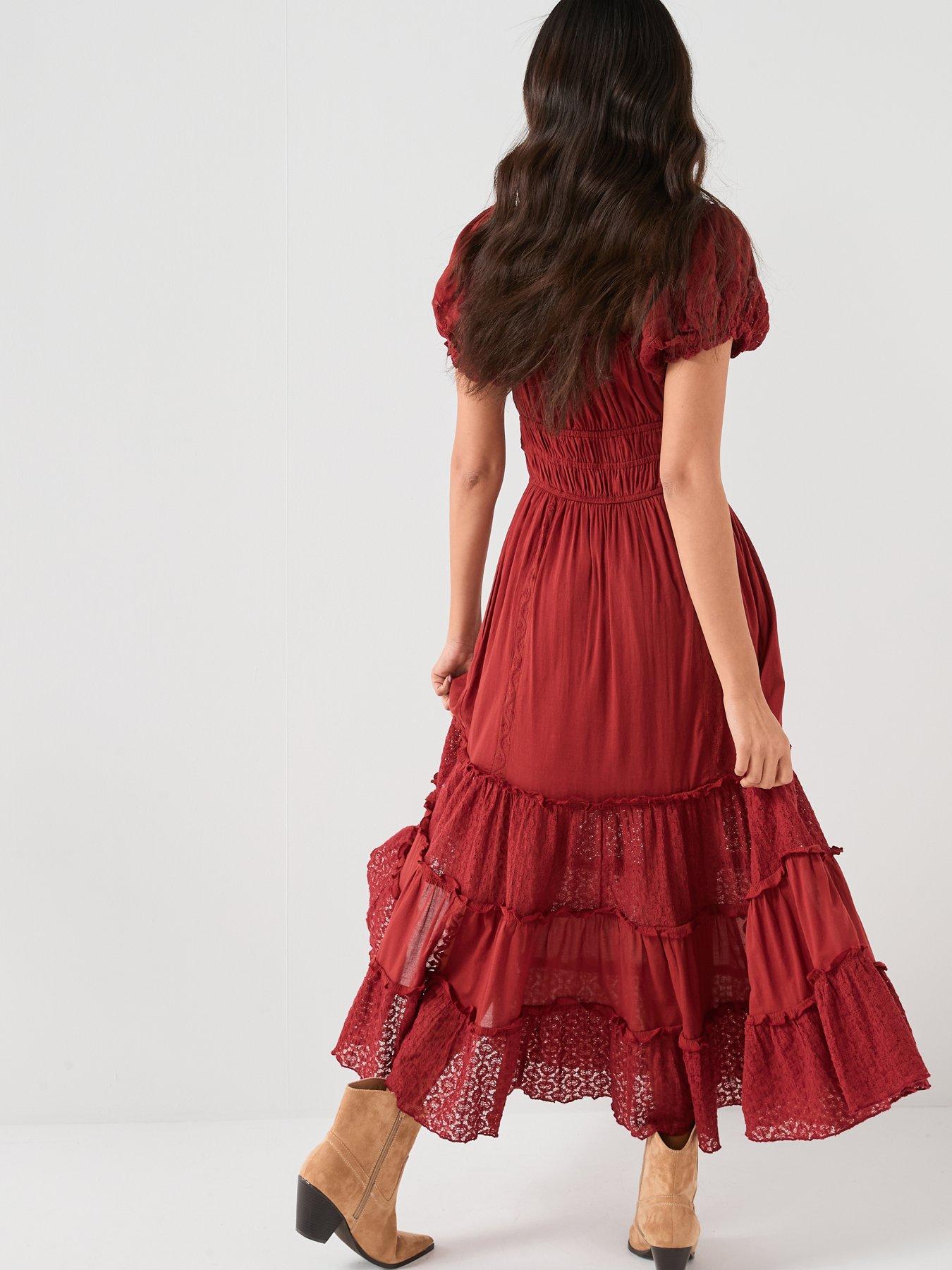  image of free-people-falling-sun-midi-dress-red