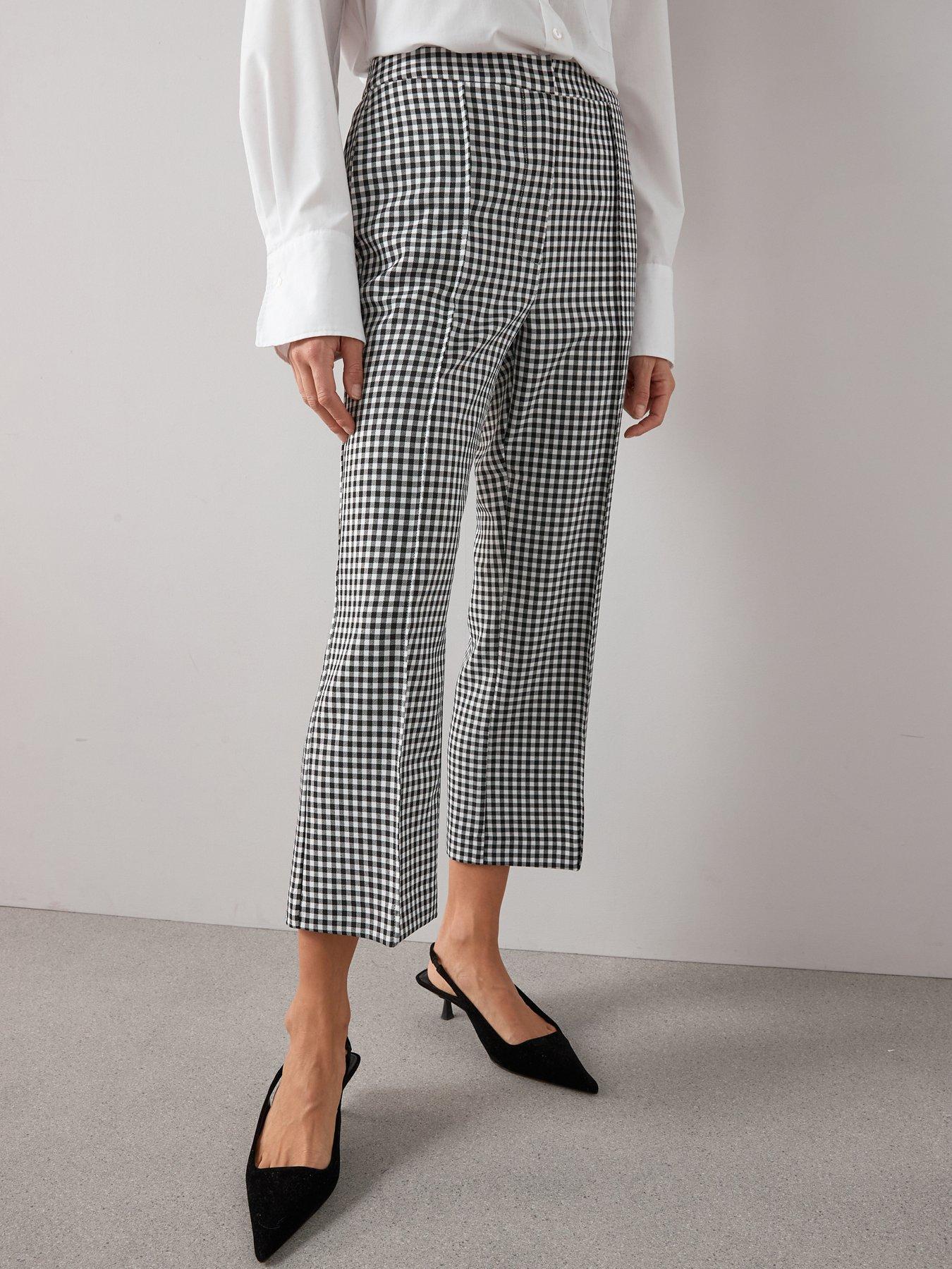 The Very Collection Gingham Kickflare Trousers - Print