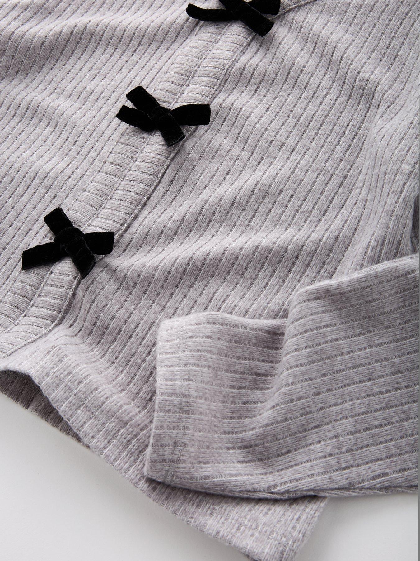  image of the-very-collection-girls-soft-touch-bow-front-top-with-flare-trousers-grey