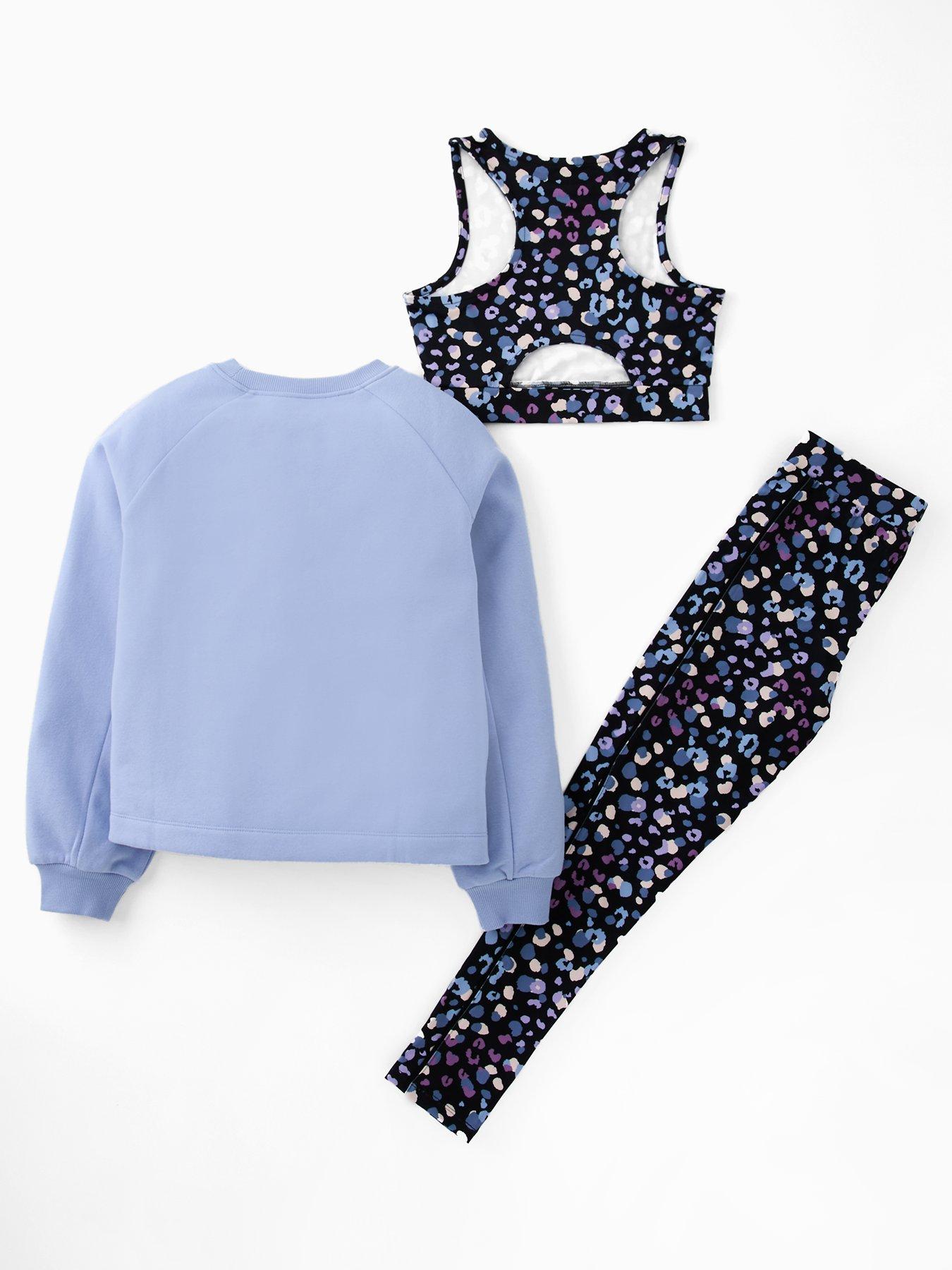 back image of the-very-collection-girls-3-piece-activewear-set-with-sweatshirt-print