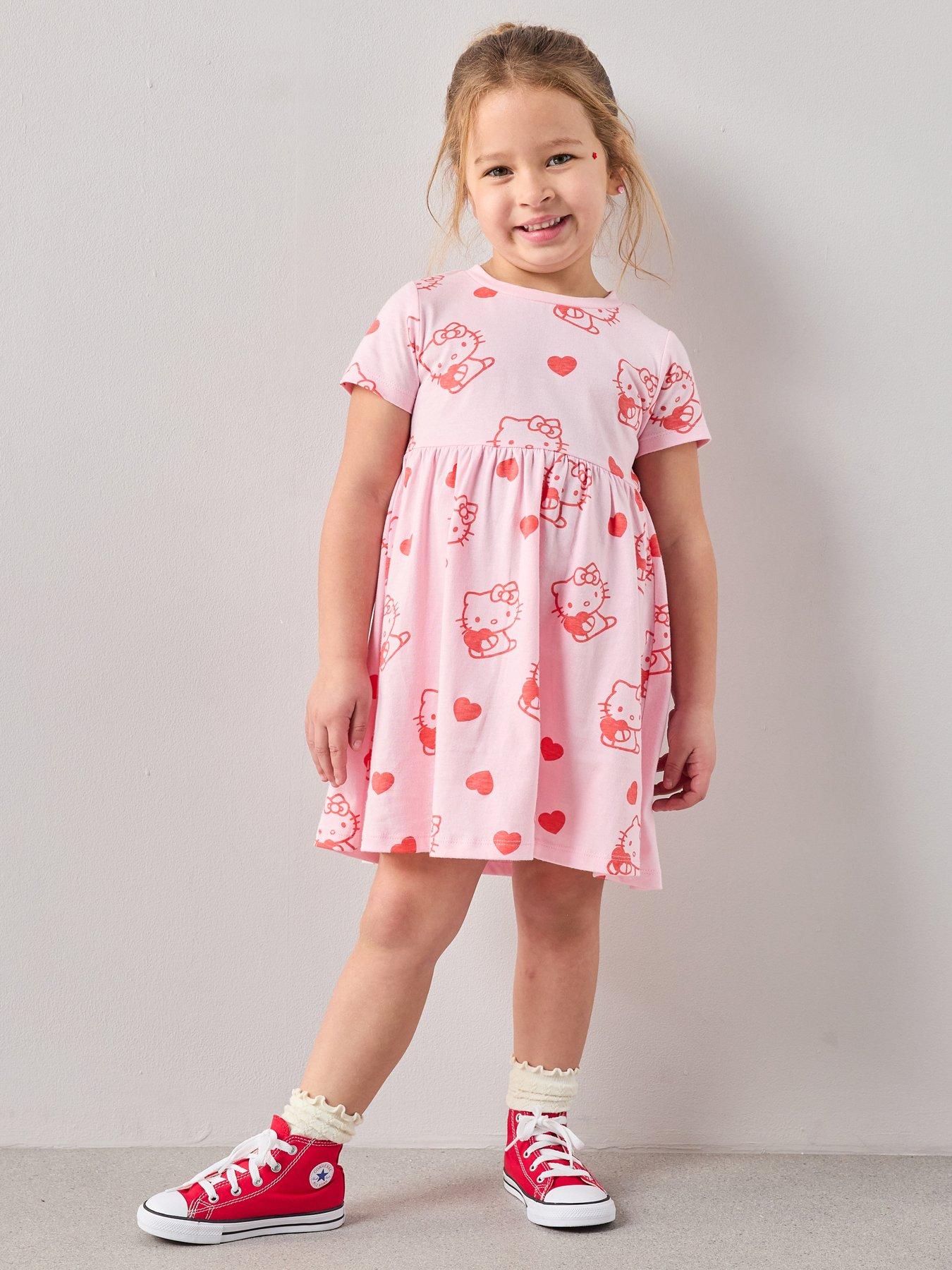 The Very Collection Hello Kitty Short Sleeve Heart Dress - Pink
