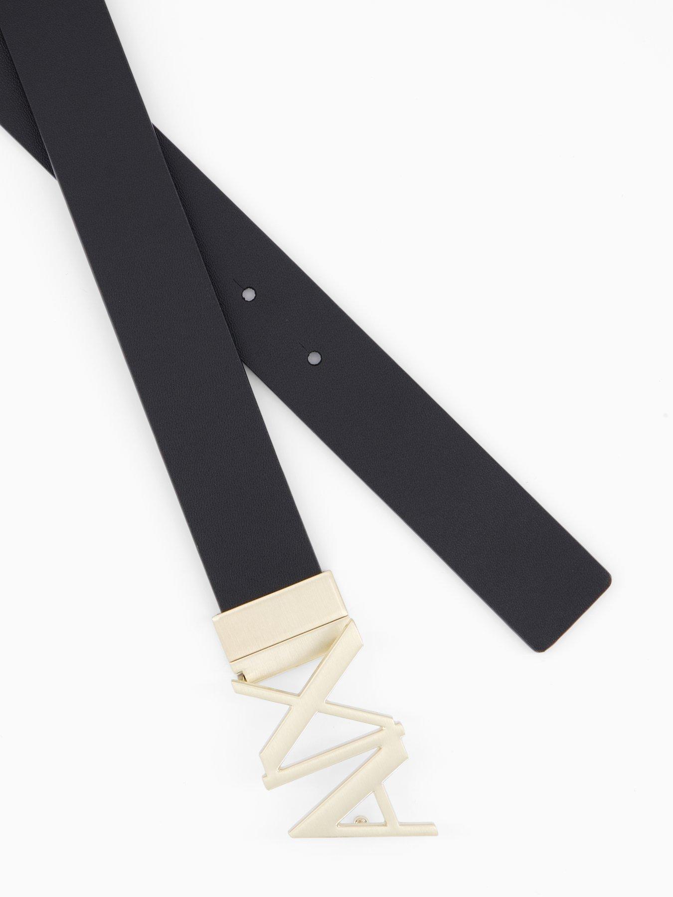 Image 4 of 4 of Armani Exchange Logo Buckle Reversible Leather Belt - Navy