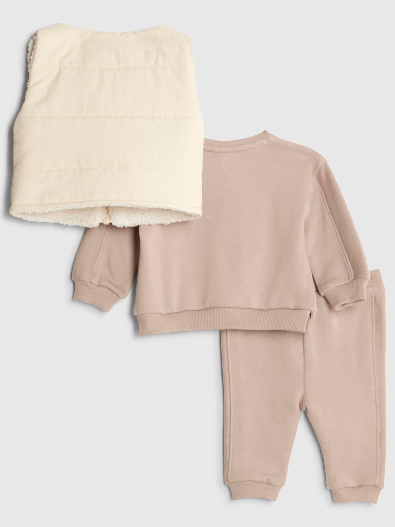 Image 2 of 5 of River Island Baby Baby Boys 3 Pack Padded Gilet Set - Brown