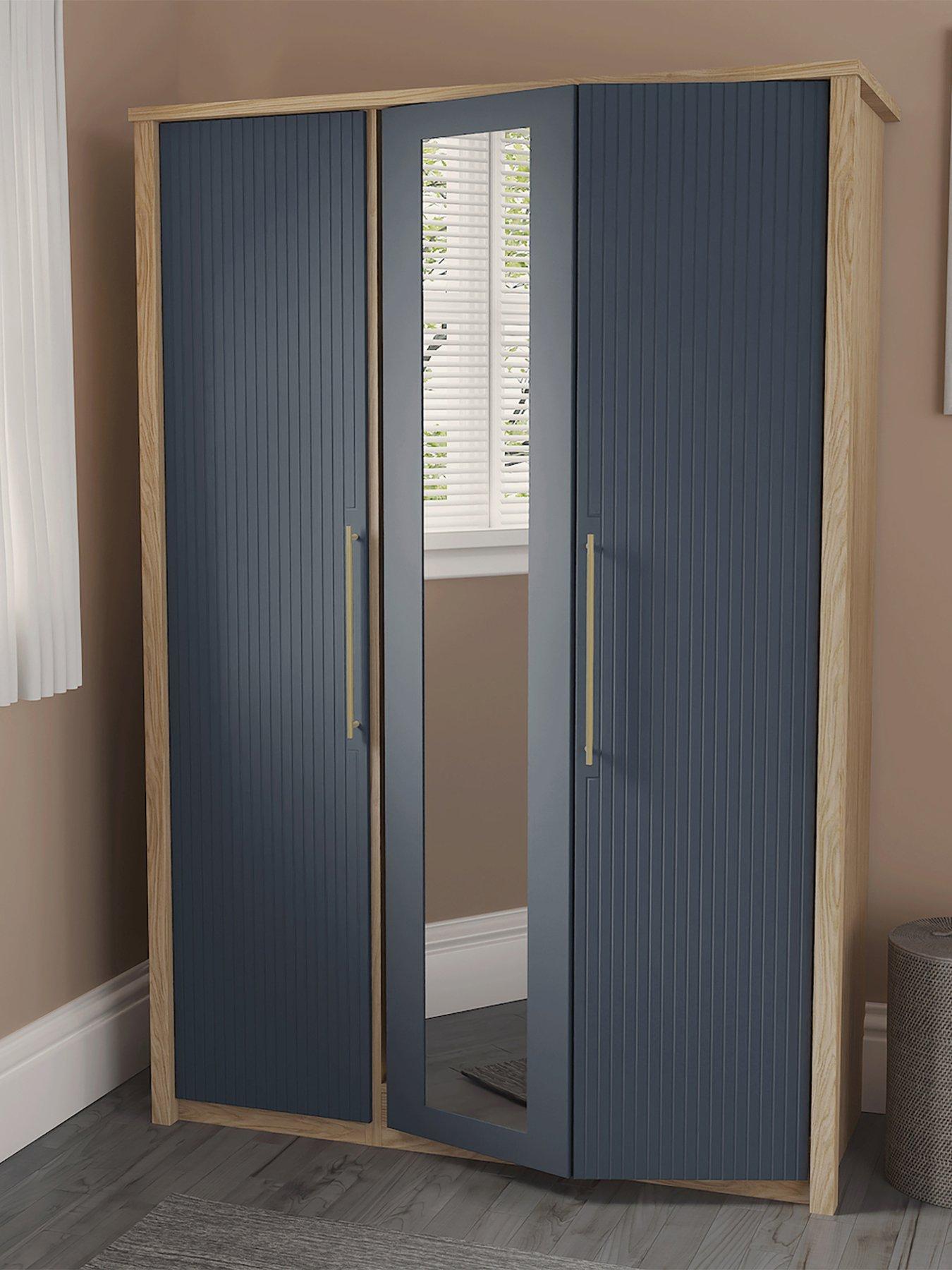 undefined Arvon Part Assembled 3 Door Bifold Wardrobe With Mirror