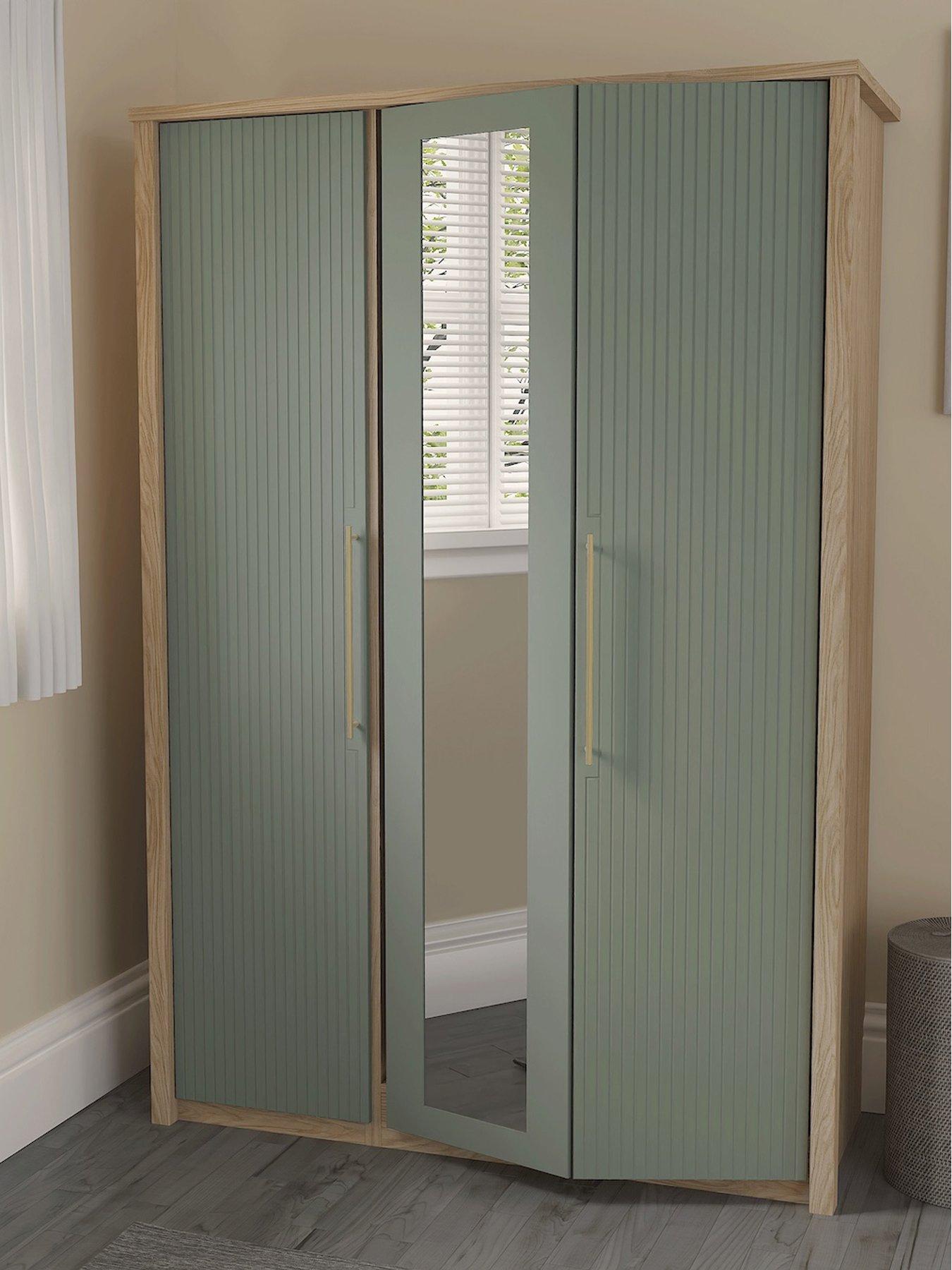 undefined Arvon Part Assembled 3 Door Bifold Wardrobe With Mirror