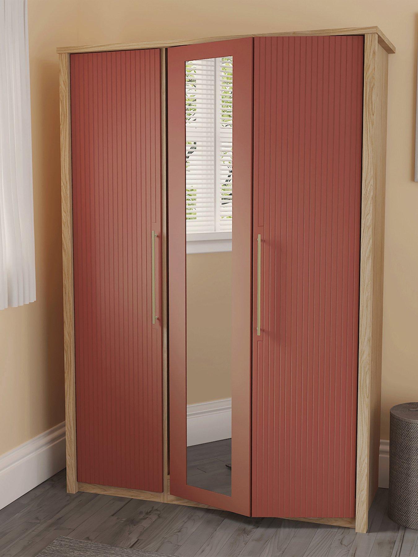 undefined Arvon Part Assembled 3 Door Bifold Wardrobe With Mirror