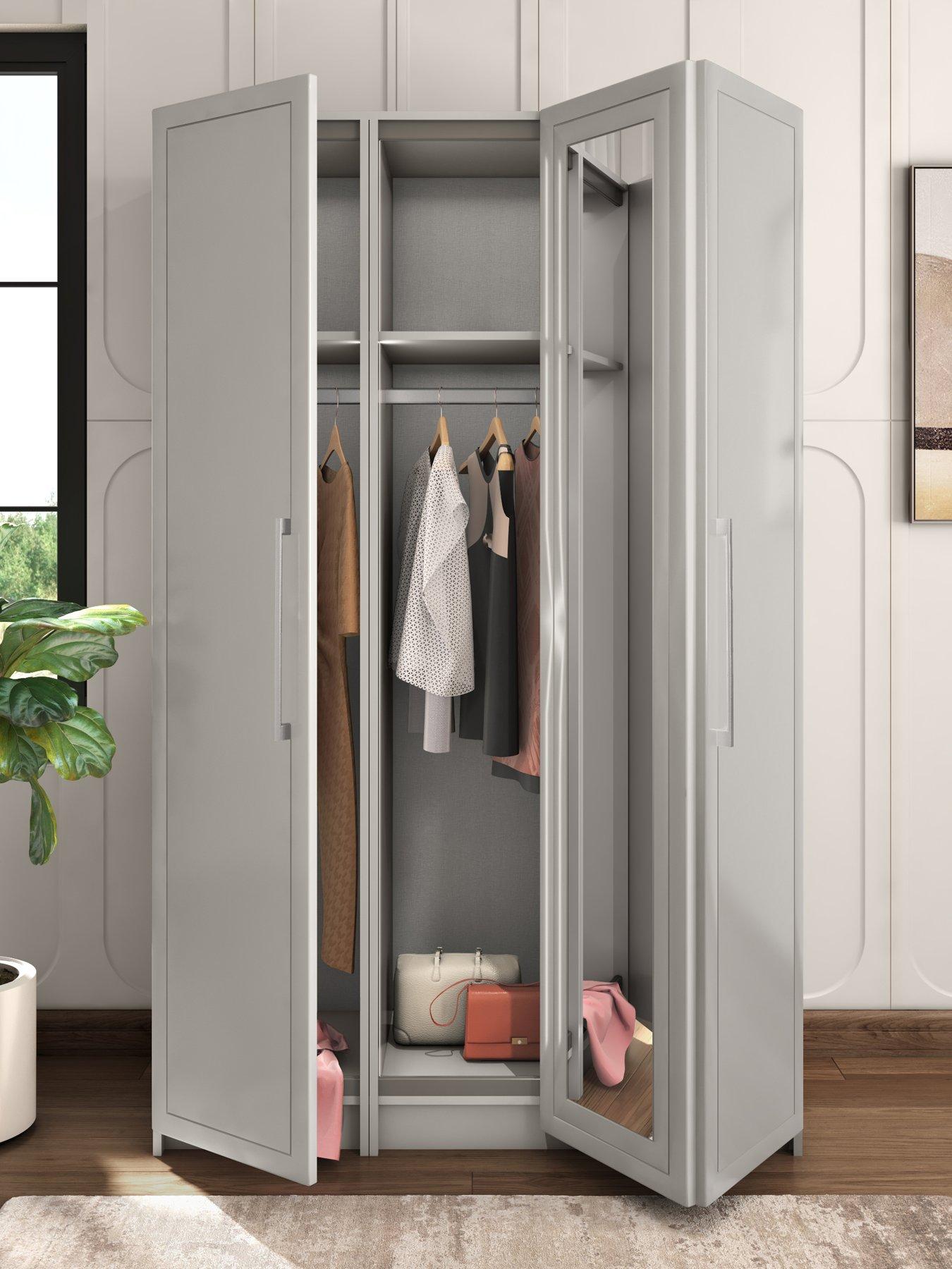 One Call Sinai Ready Assembled 3 Door Bifold Wardrobe With Mirror