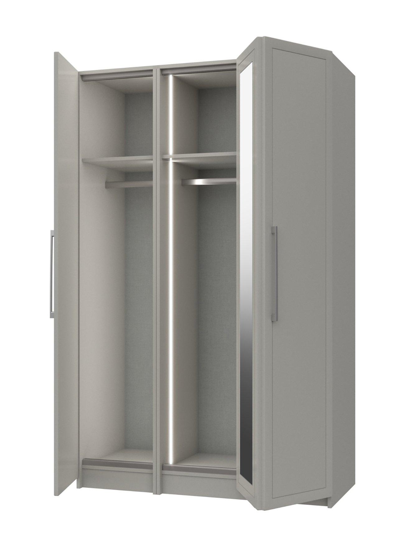  image of one-call-sinai-ready-assemblednbsp3-door-bifold-wardrobe-with-mirror