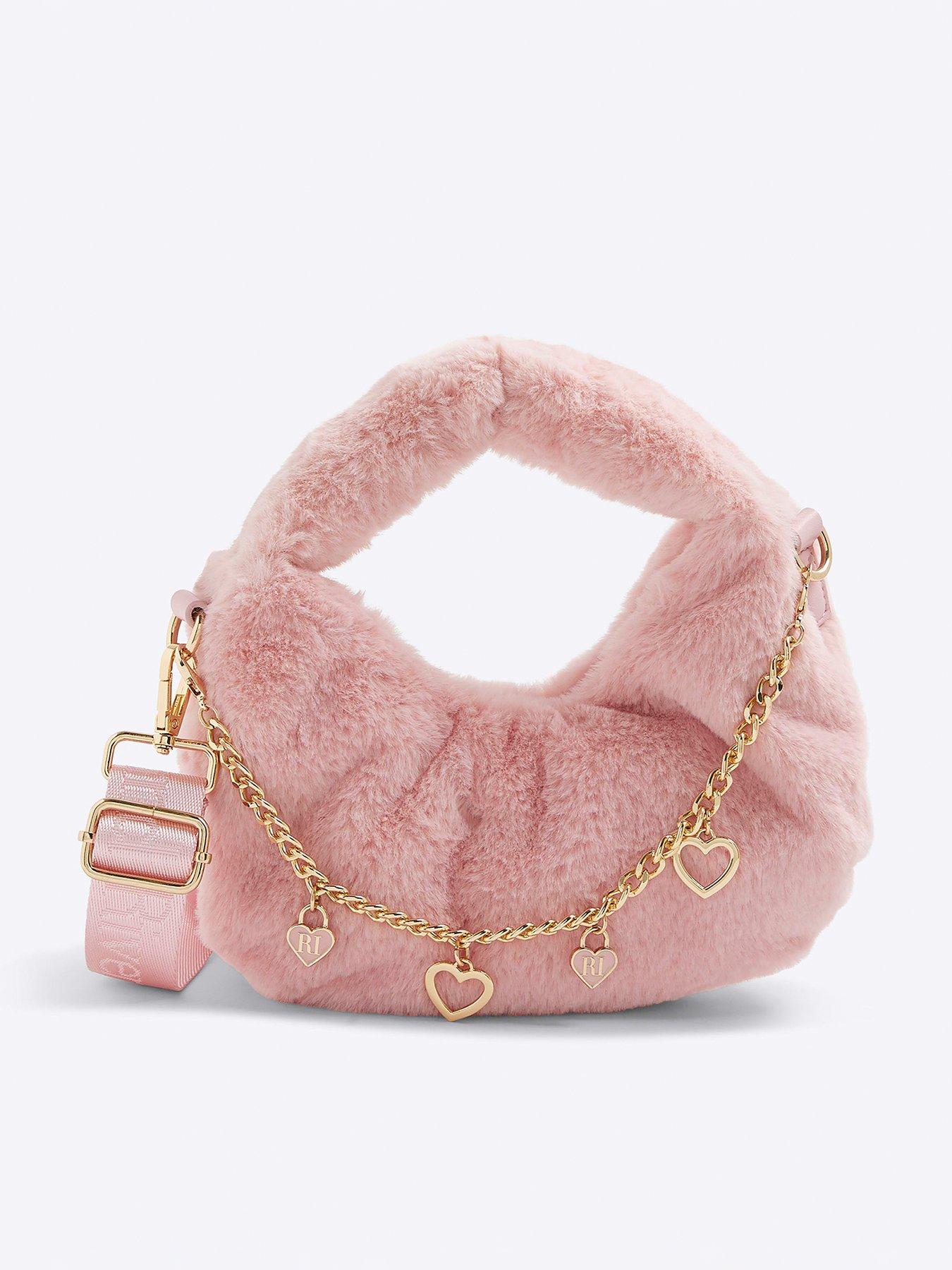 undefined Older Girls Fur Chain Grab Bag - Pink