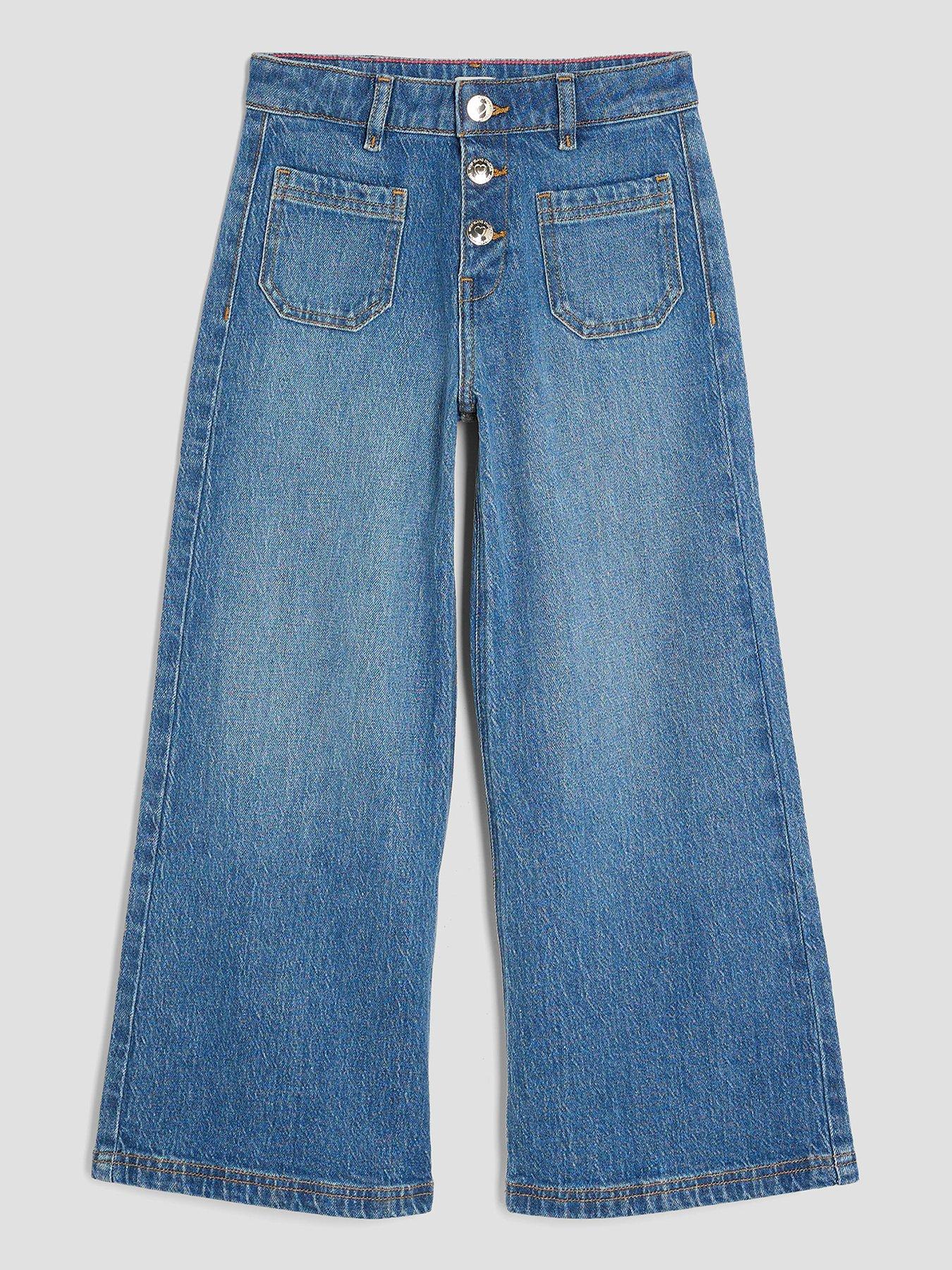  image of river-island-older-girls-wide-leg-front-pocket-jeans-blue