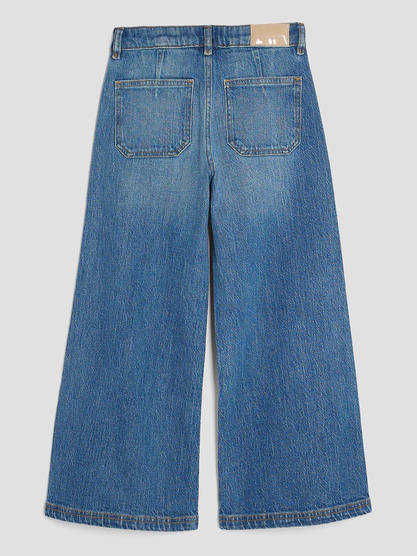  image of river-island-older-girls-wide-leg-front-pocket-jeans-blue