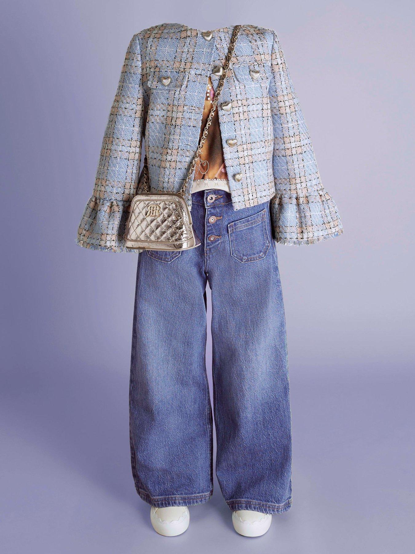  image of river-island-older-girls-wide-leg-front-pocket-jeans-blue