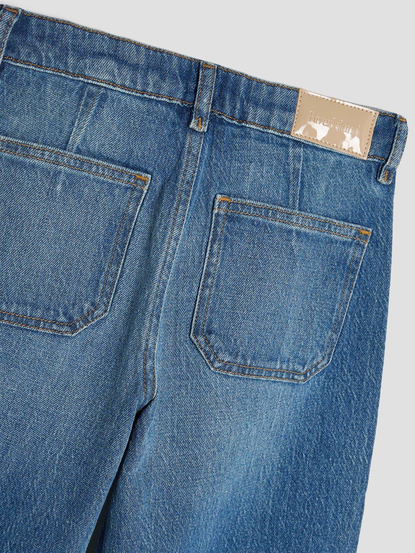  image of river-island-older-girls-wide-leg-front-pocket-jeans-blue