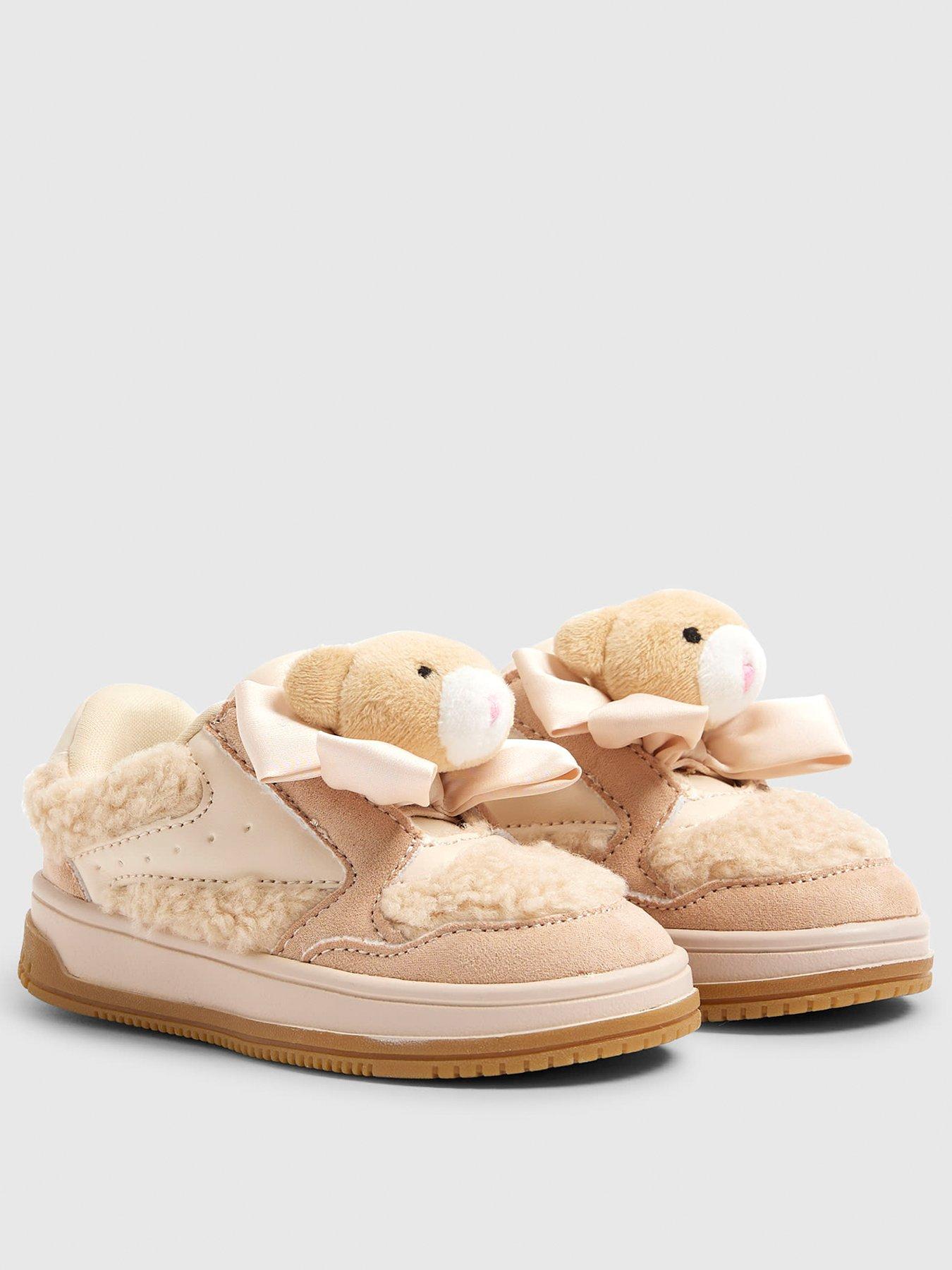 Image 2 of 5 of River Island Mini Girls Teddy Bear Plim Shoes - Beige