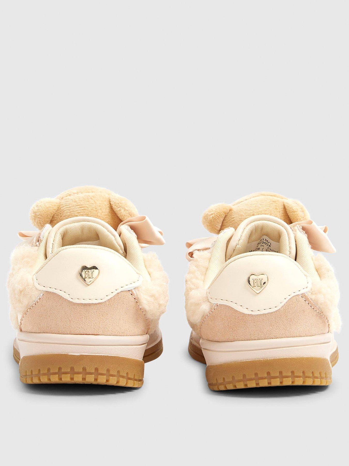 Image 3 of 5 of River Island Mini Girls Teddy Bear Plim Shoes - Beige