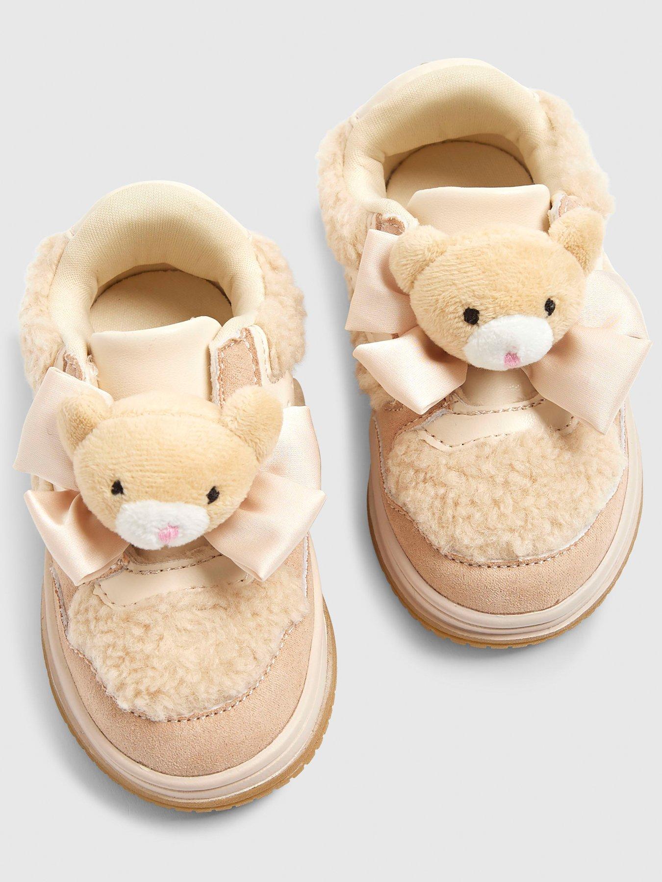 Image 4 of 5 of River Island Mini Girls Teddy Bear Plim Shoes - Beige