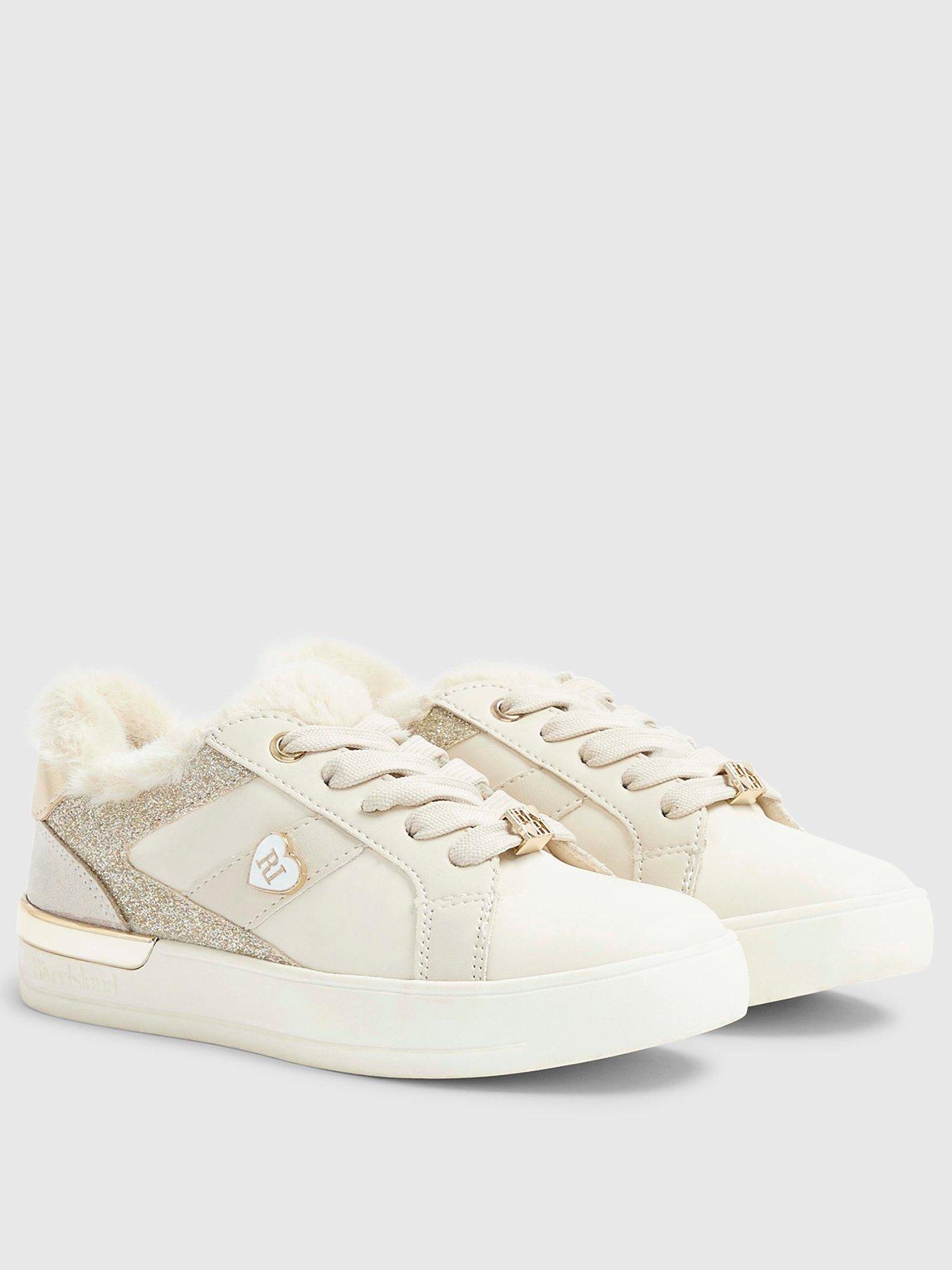 Image 2 of 5 of River Island Older Girls Borg Fur Trainers - Cream