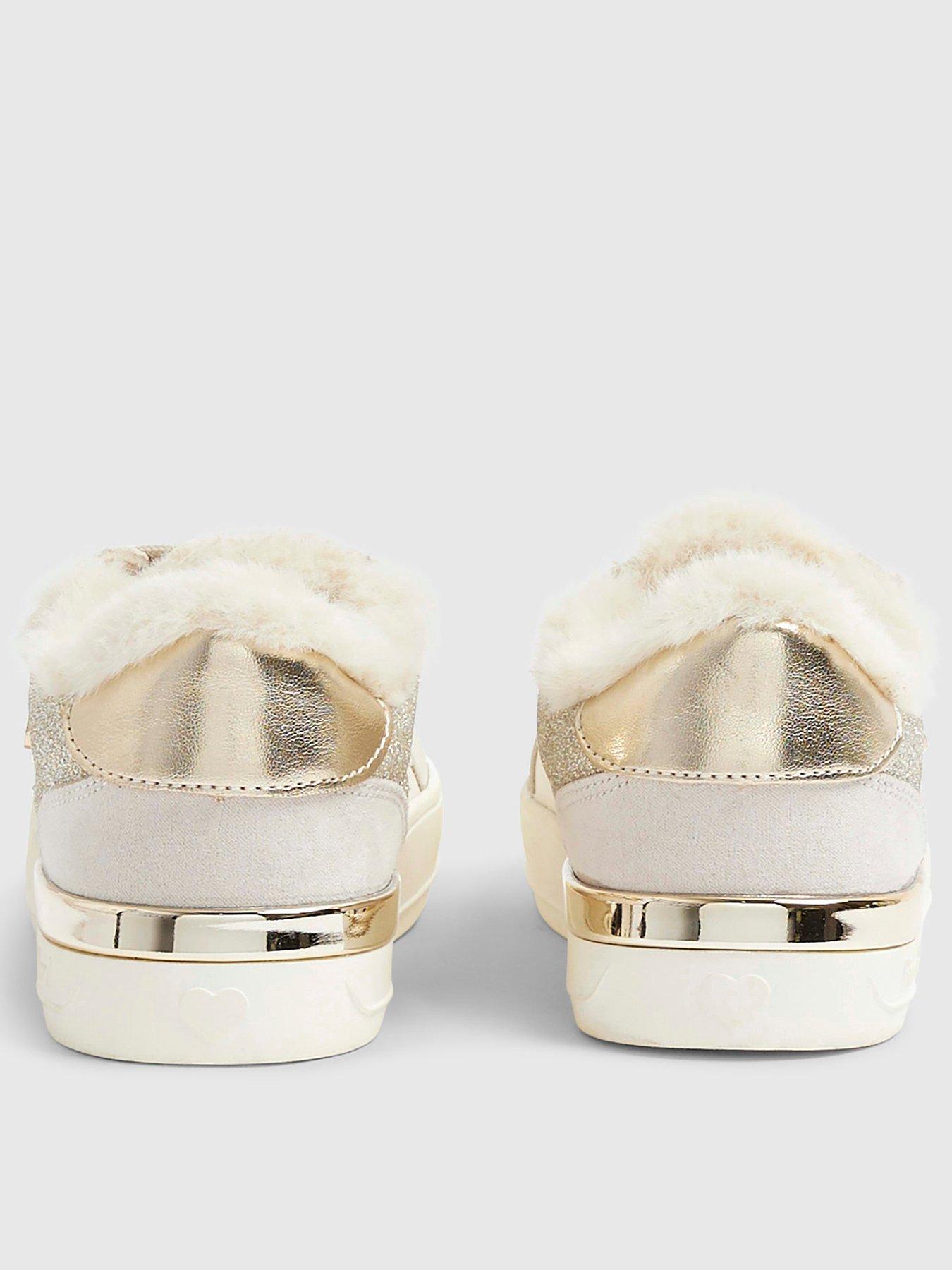 Image 3 of 5 of River Island Older Girls Borg Fur Trainers - Cream