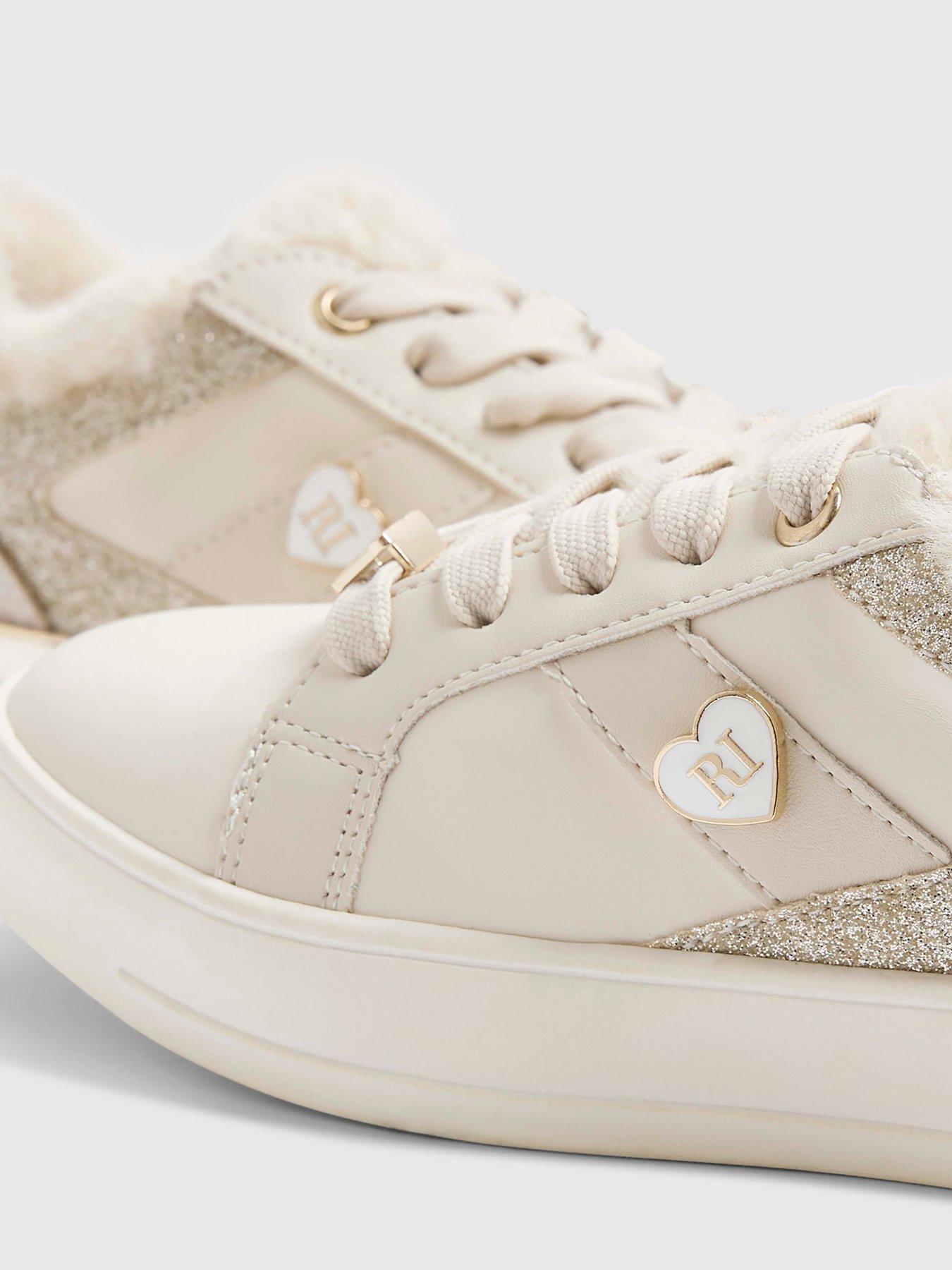 Image 5 of 5 of River Island Older Girls Borg Fur Trainers - Cream