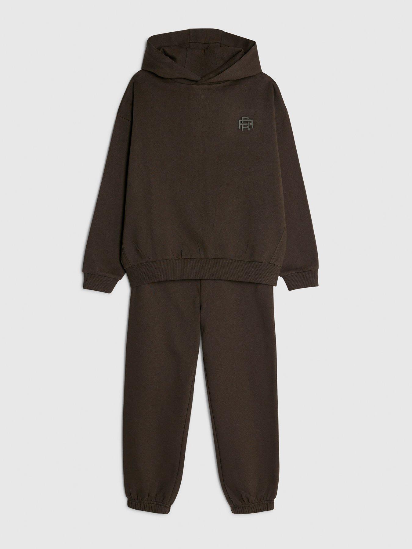 Image 3 of 5 of River Island Unisex Essentials Hoodie Jogger Set - Khaki