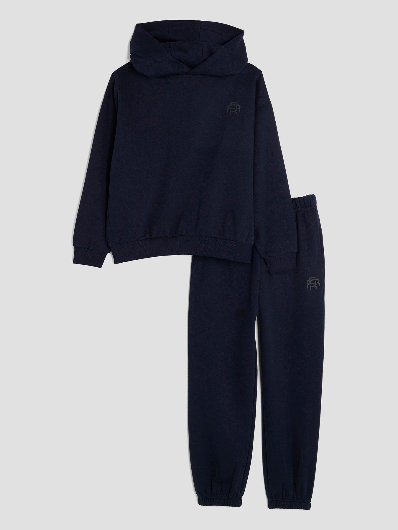 River Island Older Boys Essentials Hoodie Jogger Set - Navy