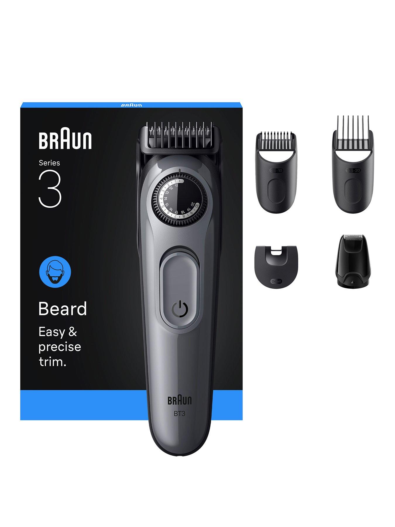 Braun Beard Trimmer Series 3, +5 Styling Tools, 40 Lengths, BT3560, Grey