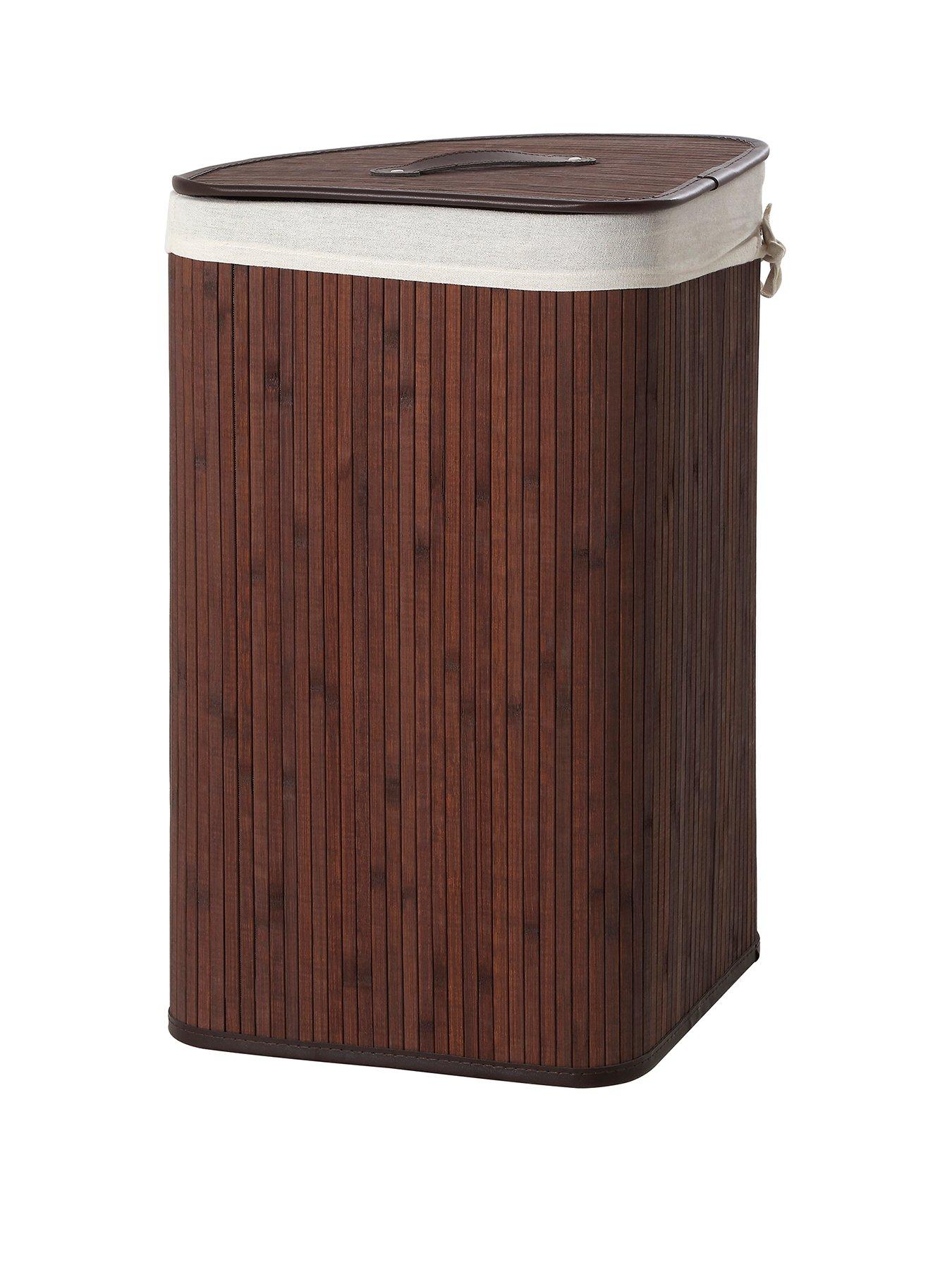 Image 1 of 3 of Interiors By Premier Kankyo Dark Brown Bamboo Corner Laundry Hamper