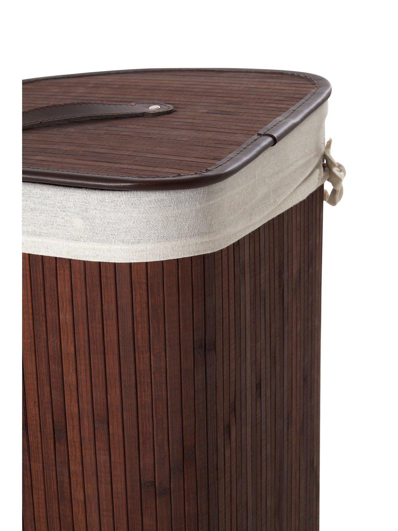 Image 2 of 3 of Interiors By Premier Kankyo Dark Brown Bamboo Corner Laundry Hamper