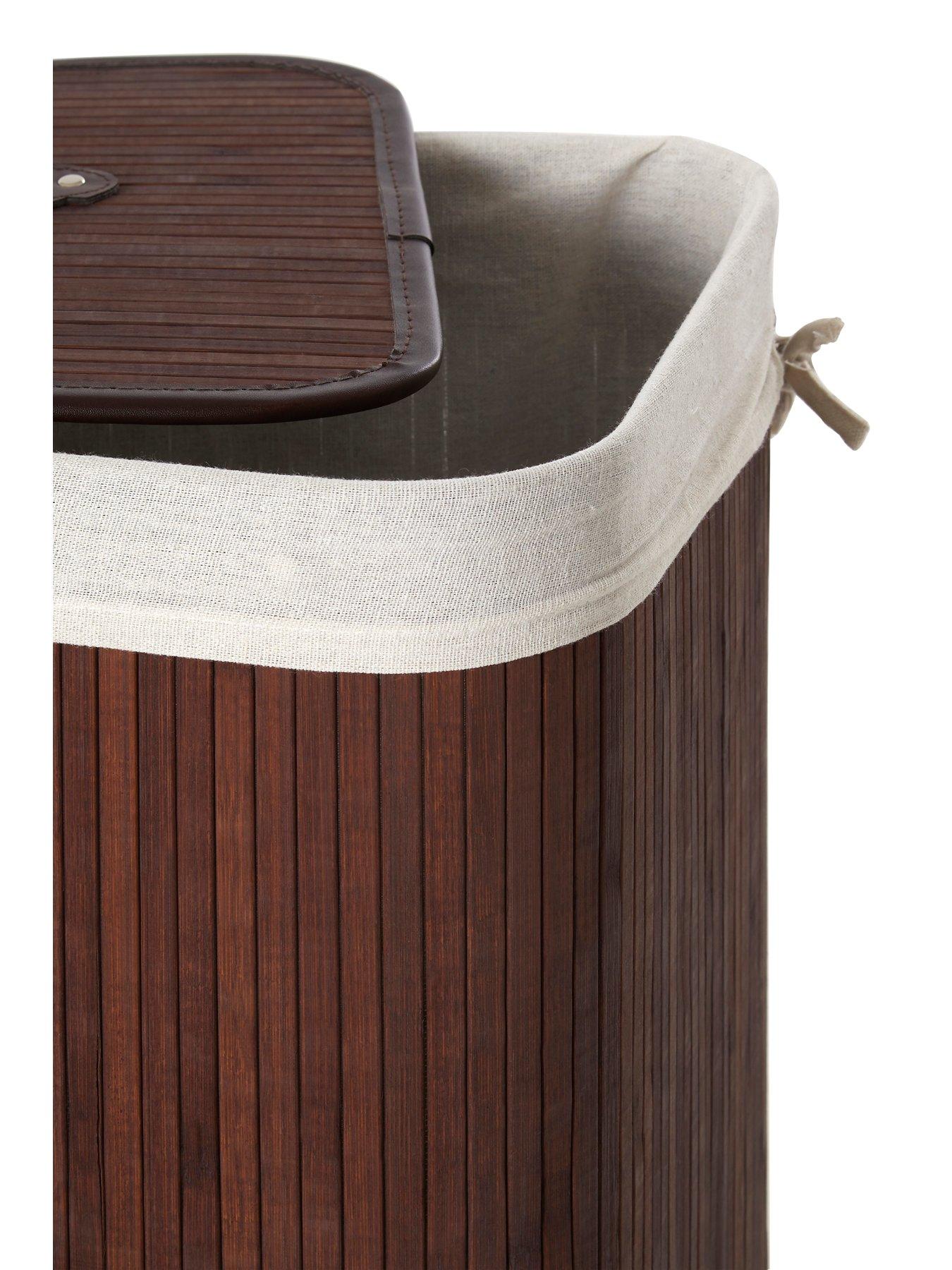 Image 3 of 3 of Interiors By Premier Kankyo Dark Brown Bamboo Corner Laundry Hamper