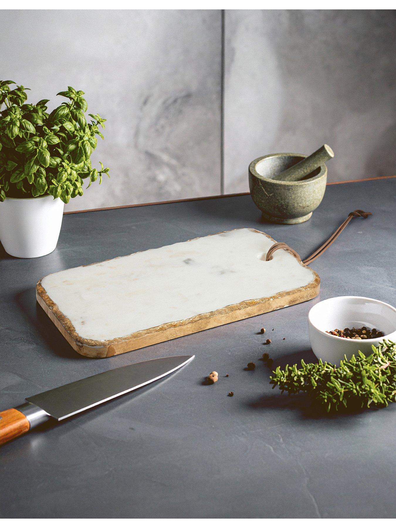 undefined Empire White Marble Chopping And Serving Board With Gold Foil Detail