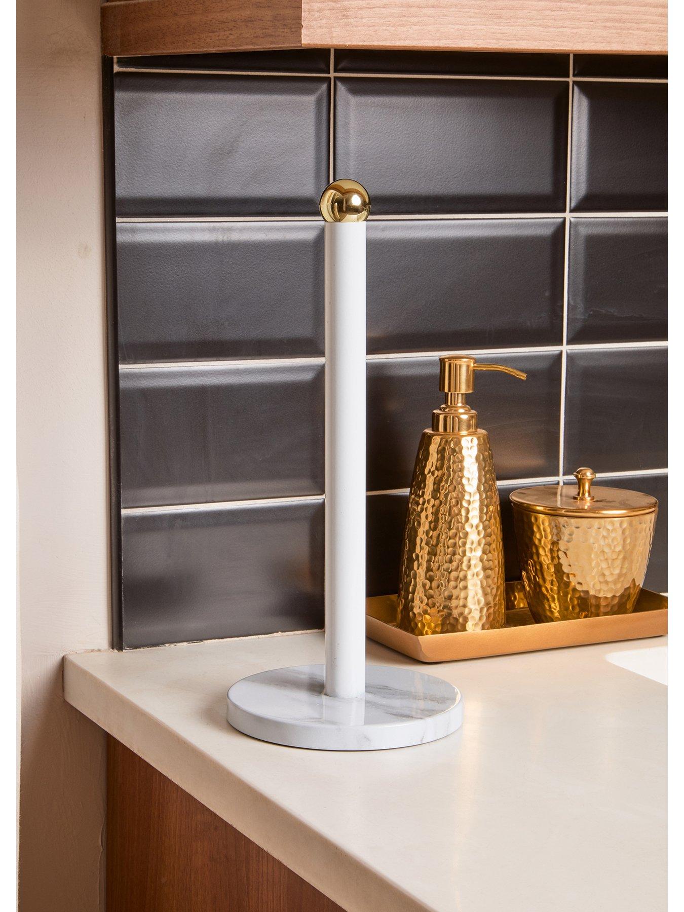 undefined Easton White Marble Effect Kitchen Roll Holder