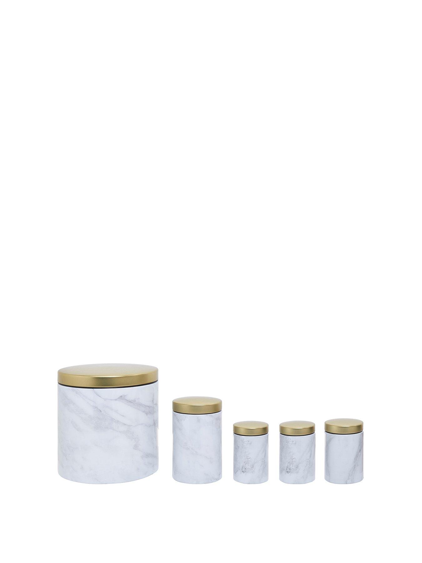 undefined Easton 5 Piece Kitchen  Storage Set In  Marble Effect
