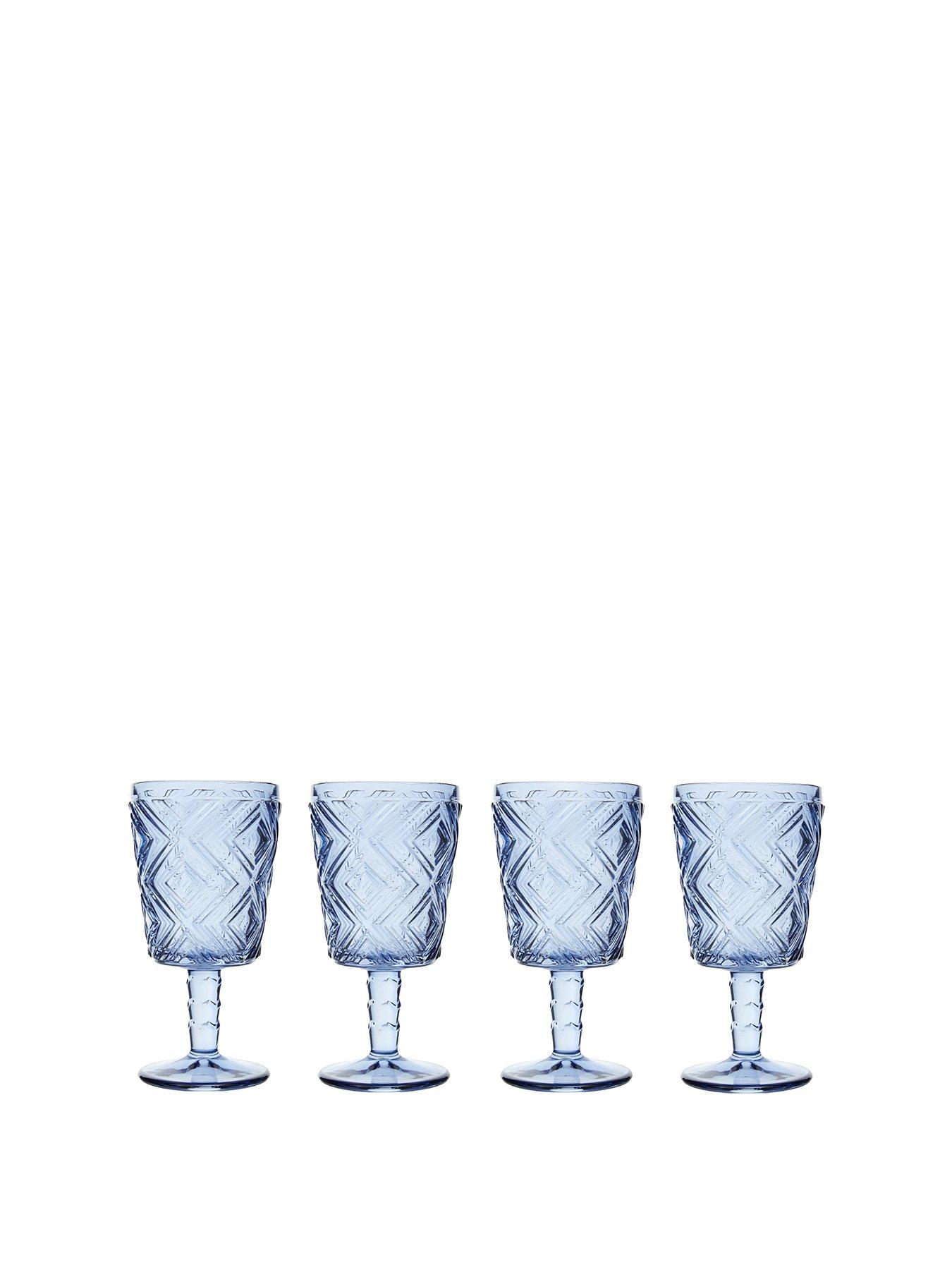 Image 2 of 5 of Interiors By Premier Fleur Set Of Four Blue Wine Glasses