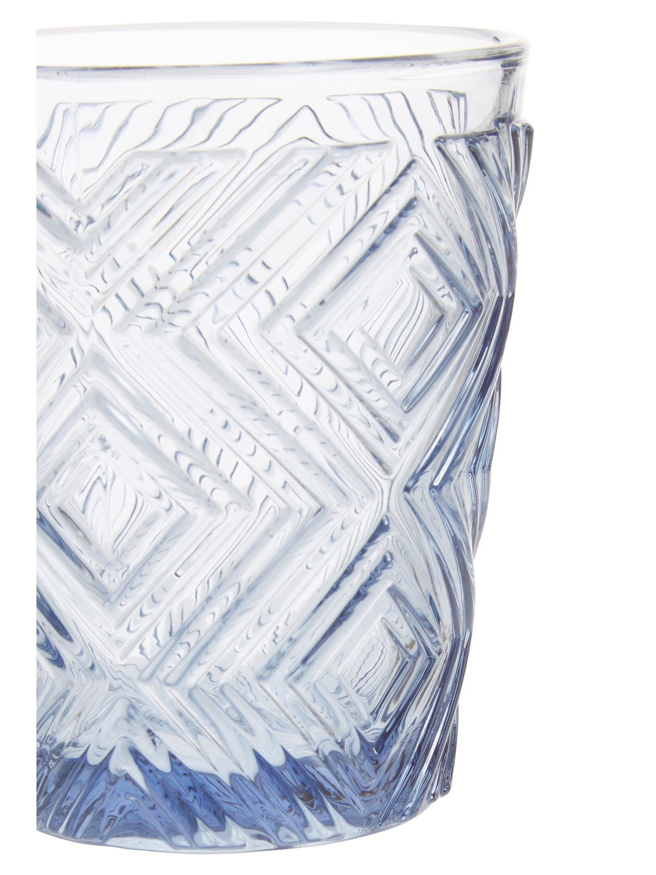 Image 4 of 4 of Interiors By Premier Fleur Set Of Four Embossed Blue Tumblers