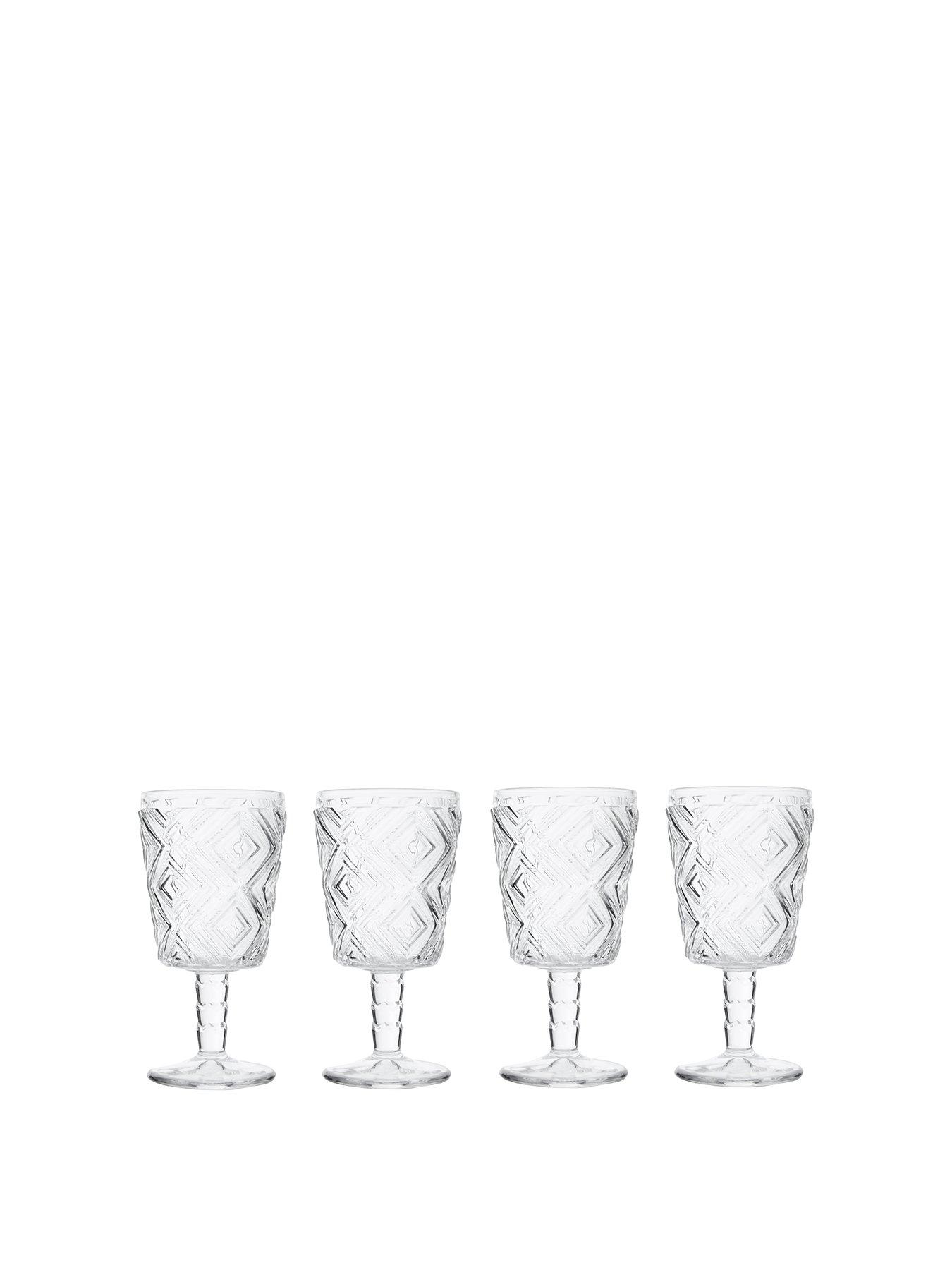 Image 2 of 6 of Interiors By Premier Fleur Set Of Four Clear Wine Glasses
