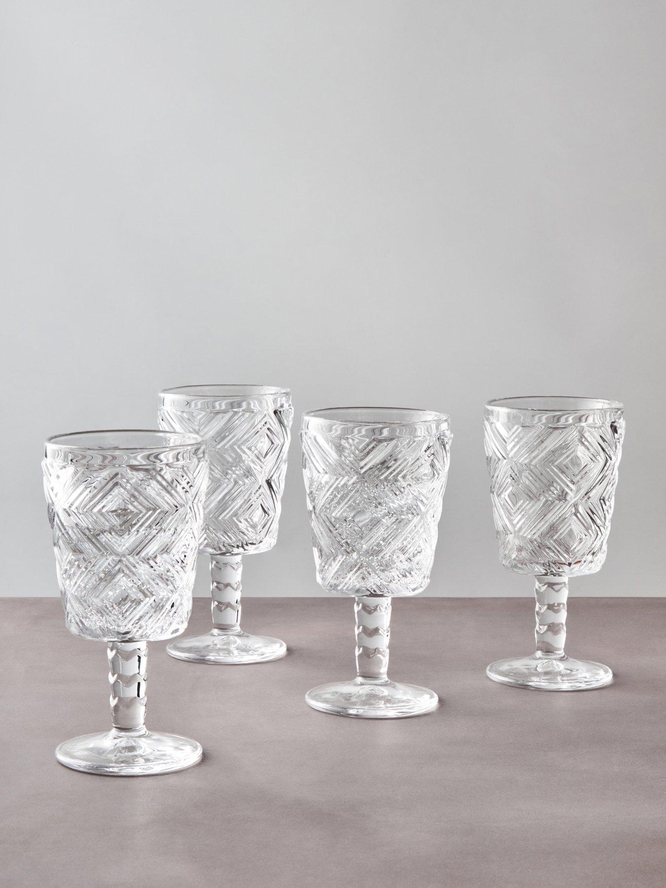 Image 3 of 6 of Interiors By Premier Fleur Set Of Four Clear Wine Glasses