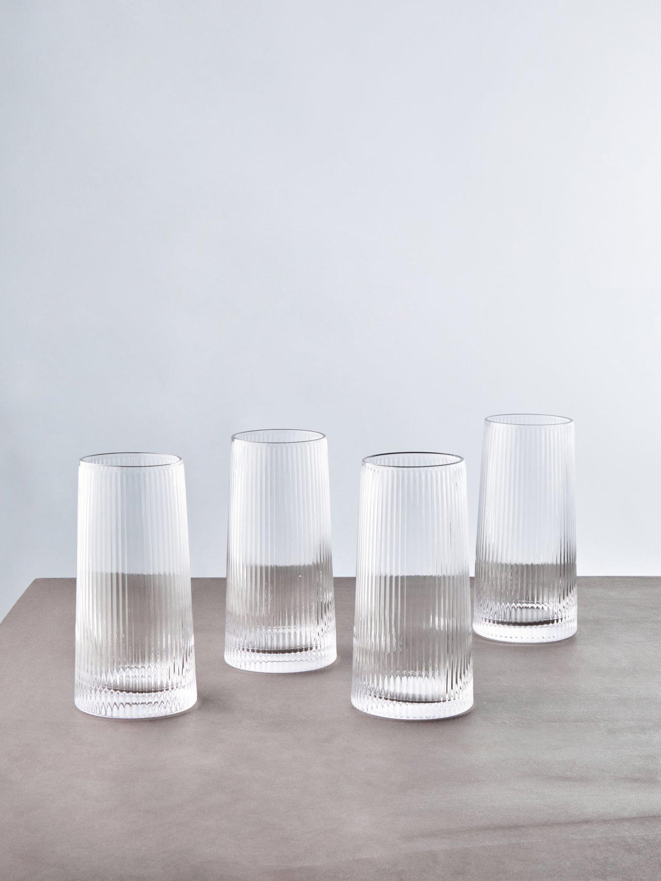Image 2 of 4 of Interiors By Premier Eldon Set Of Four Ribbed Hi Ball Glasses