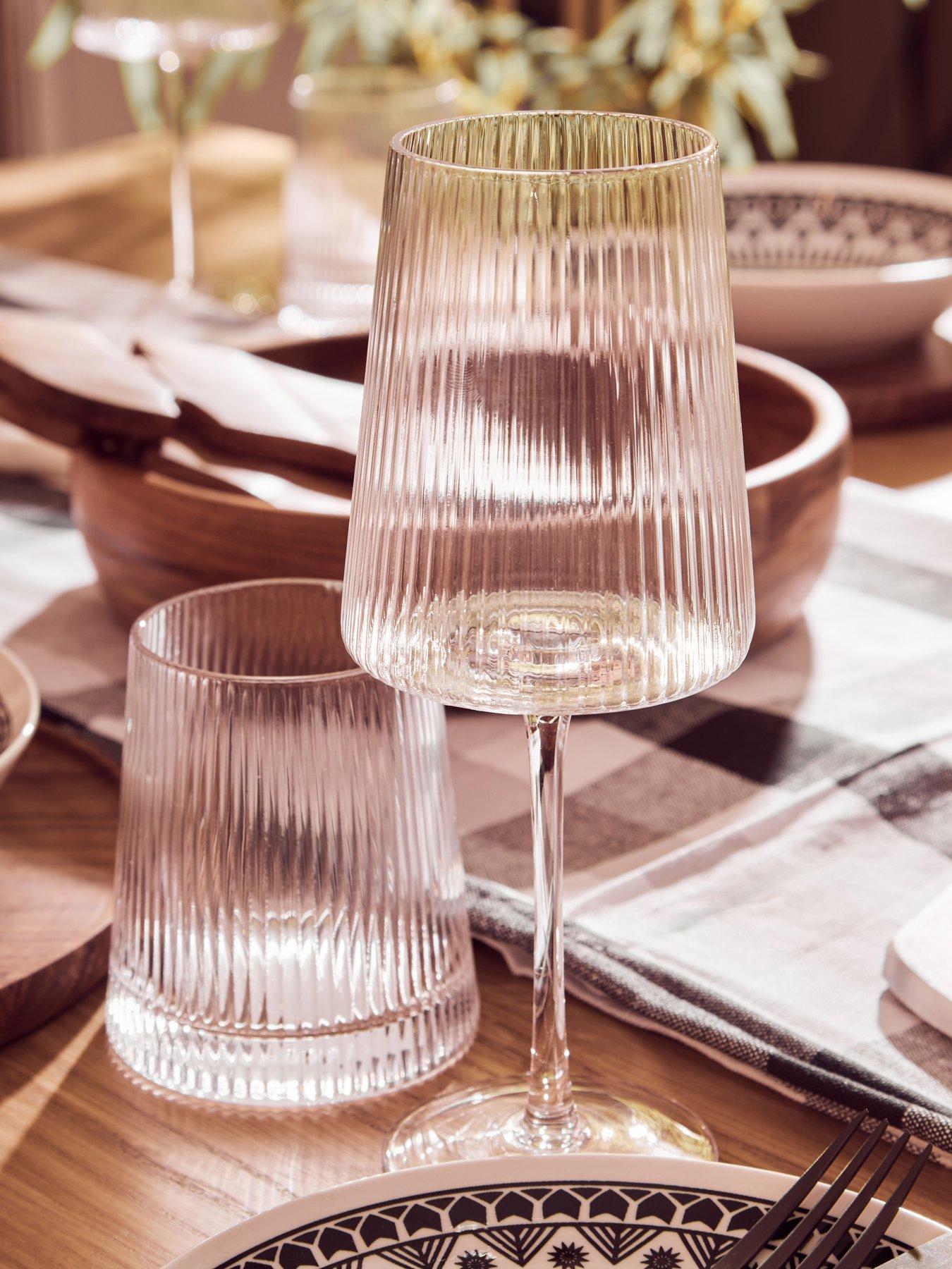 Interiors By Premier Eldon Set Of Four Ribbed Wine Glasses