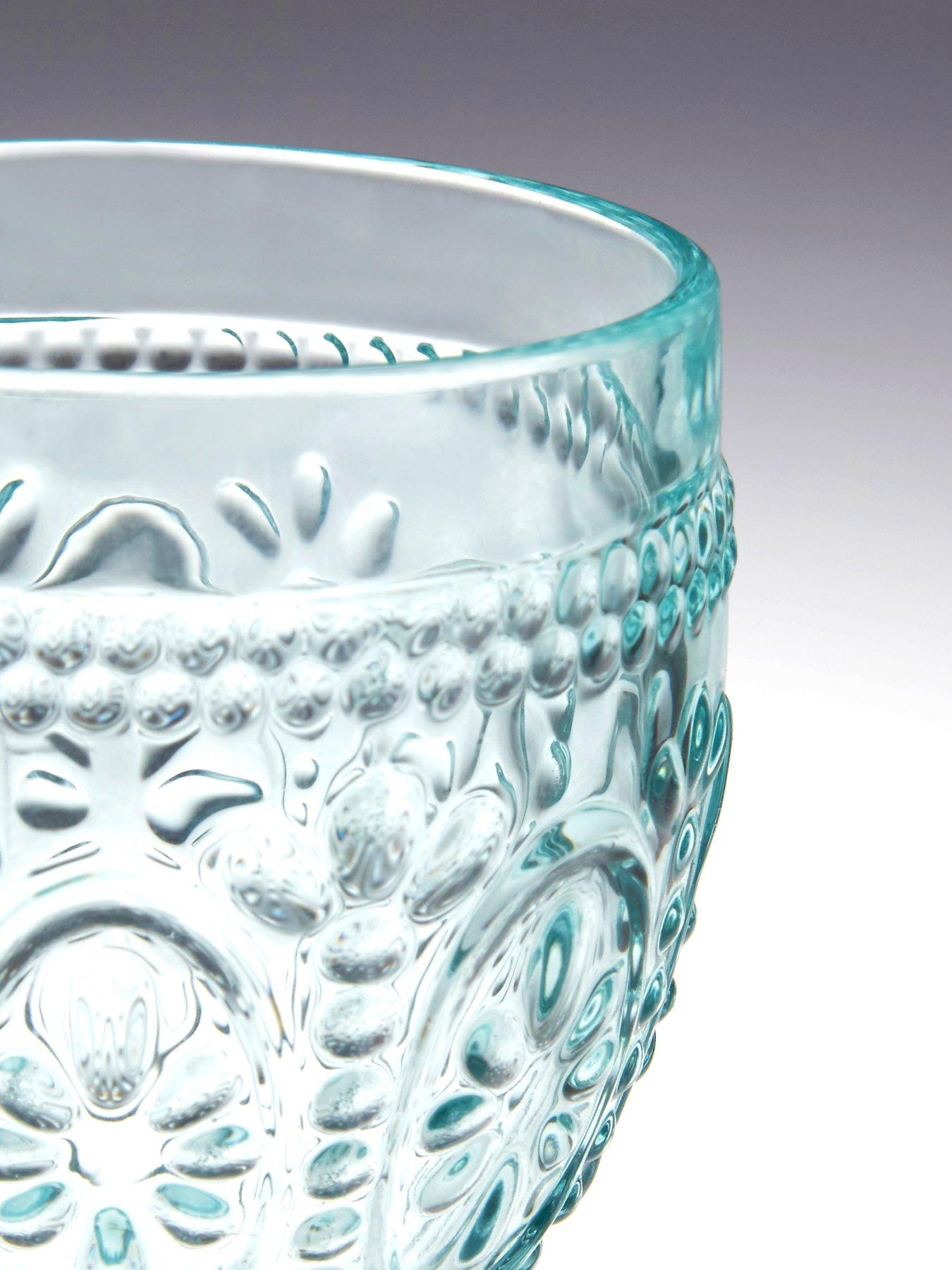 Image 5 of 6 of Interiors By Premier Set Of Four Fleur Pink And Blue Glasses